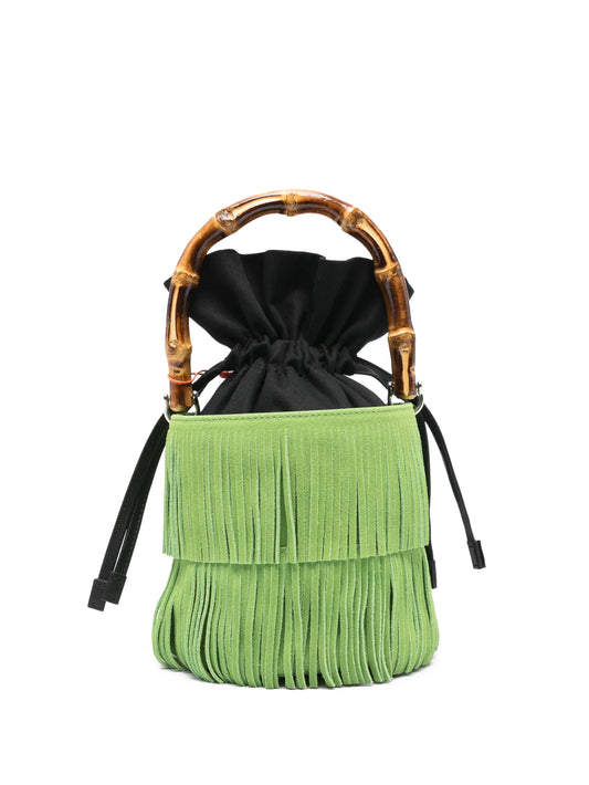 Tiki fringe top-handle tote bag