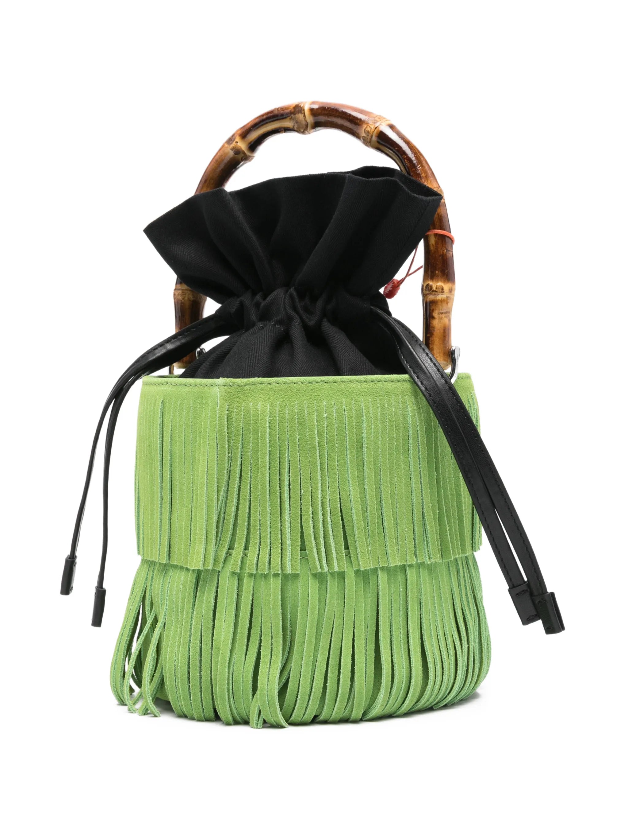 Tiki fringe top-handle tote bag