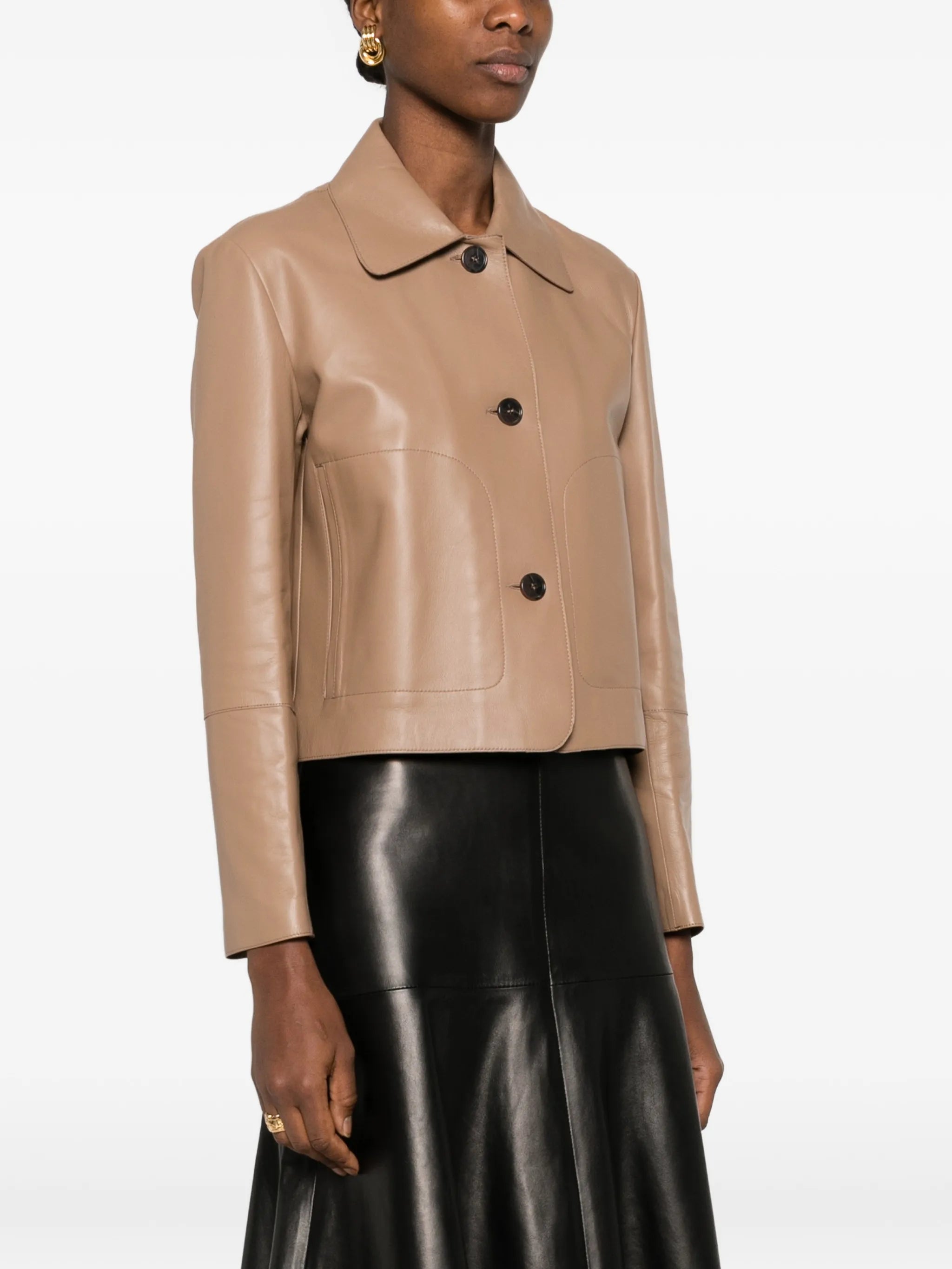 Emy collar leather jacket