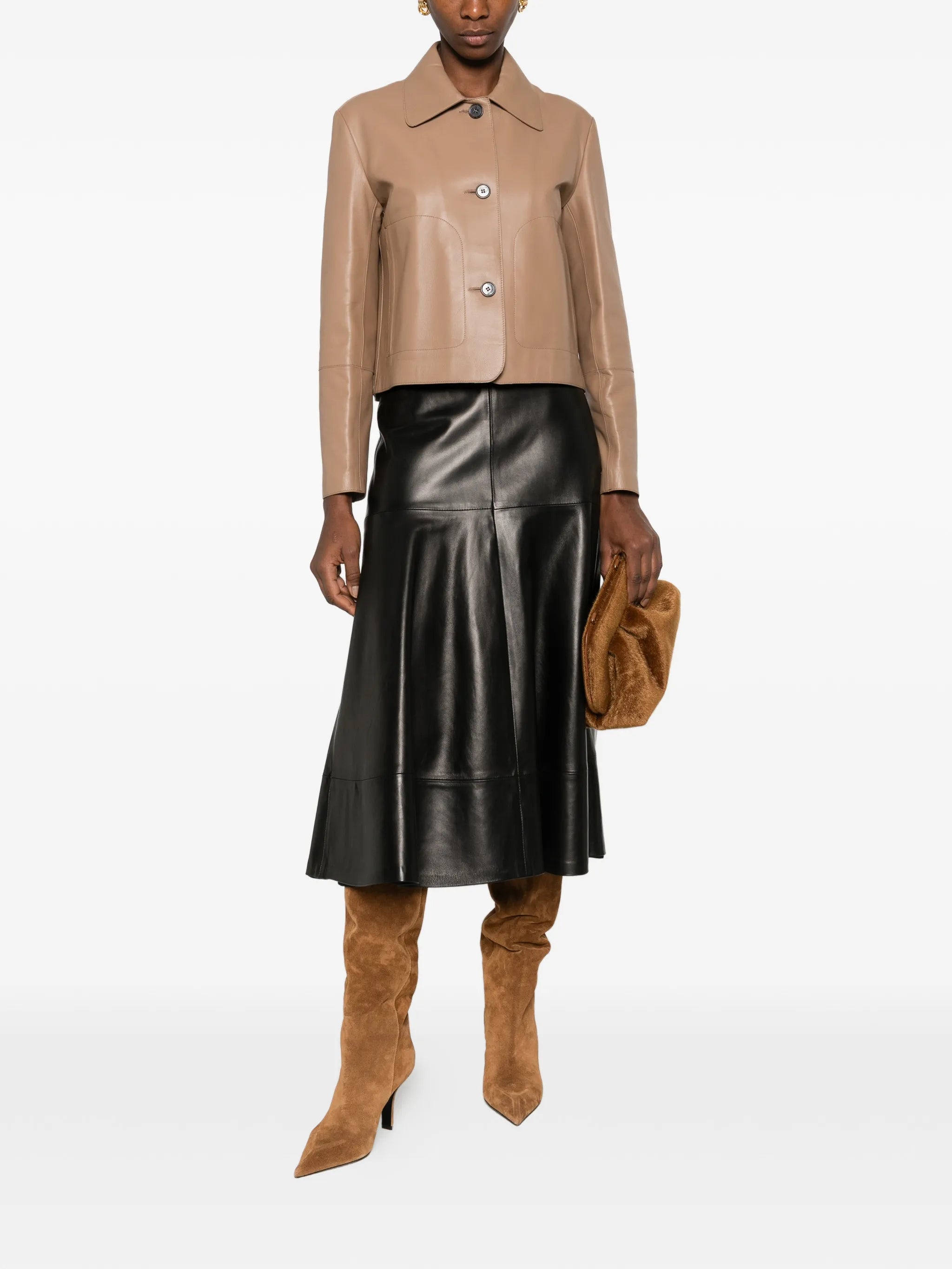 Emy collar leather jacket