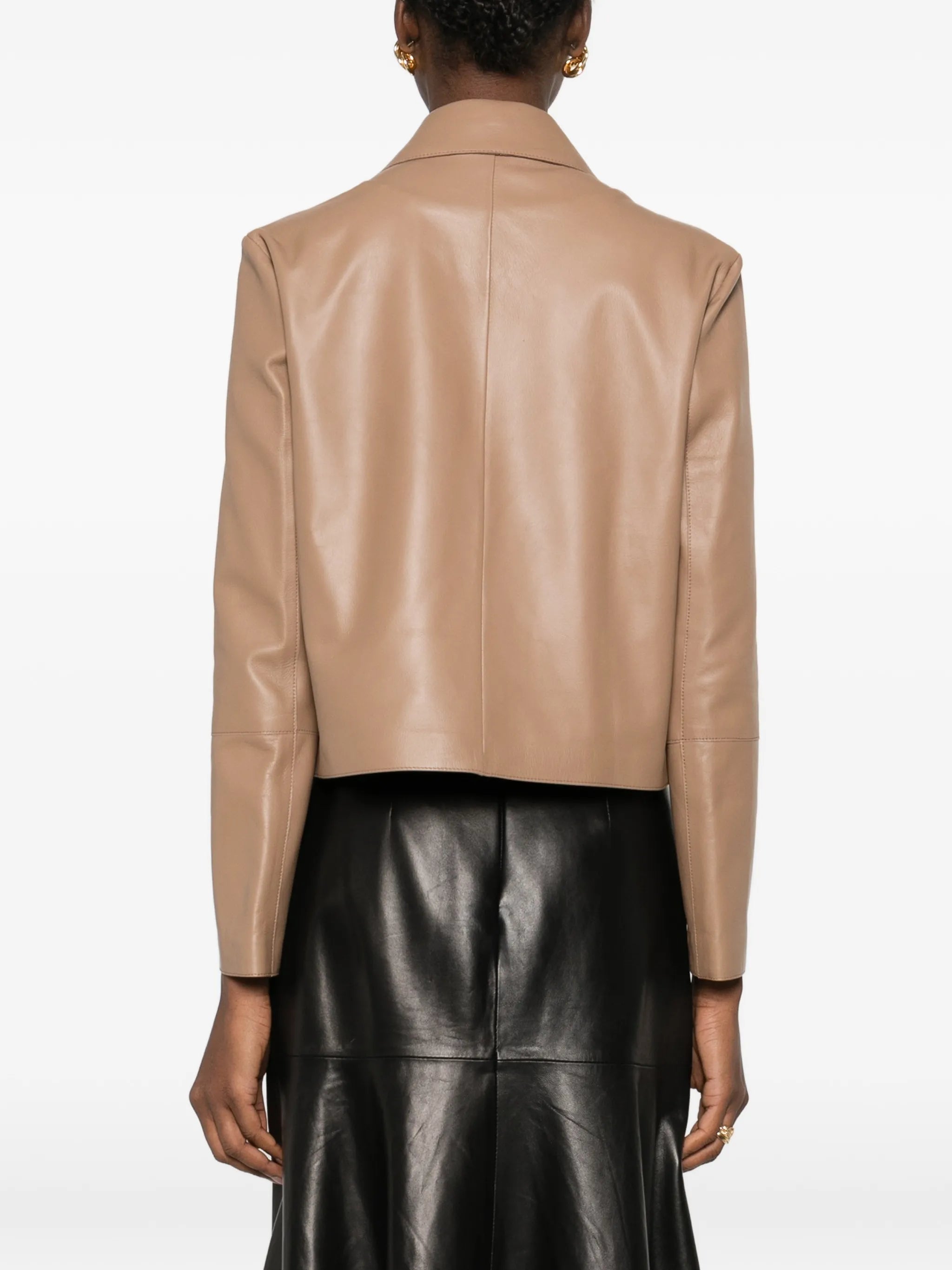 Emy collar leather jacket