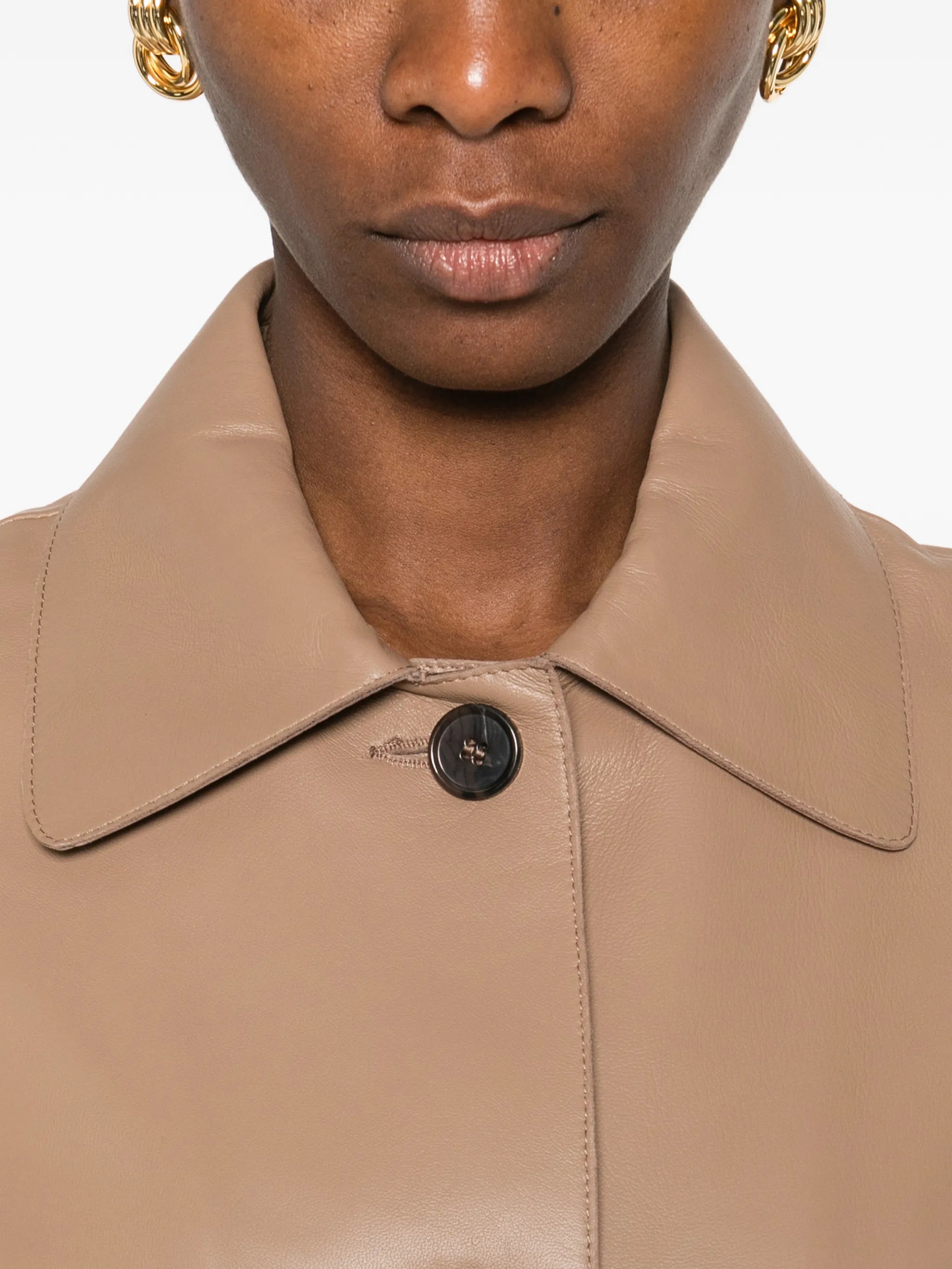 Emy collar leather jacket