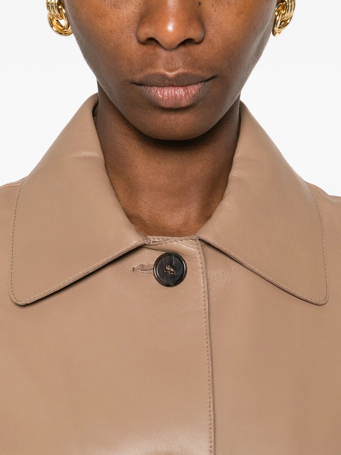 Emy collar leather jacket