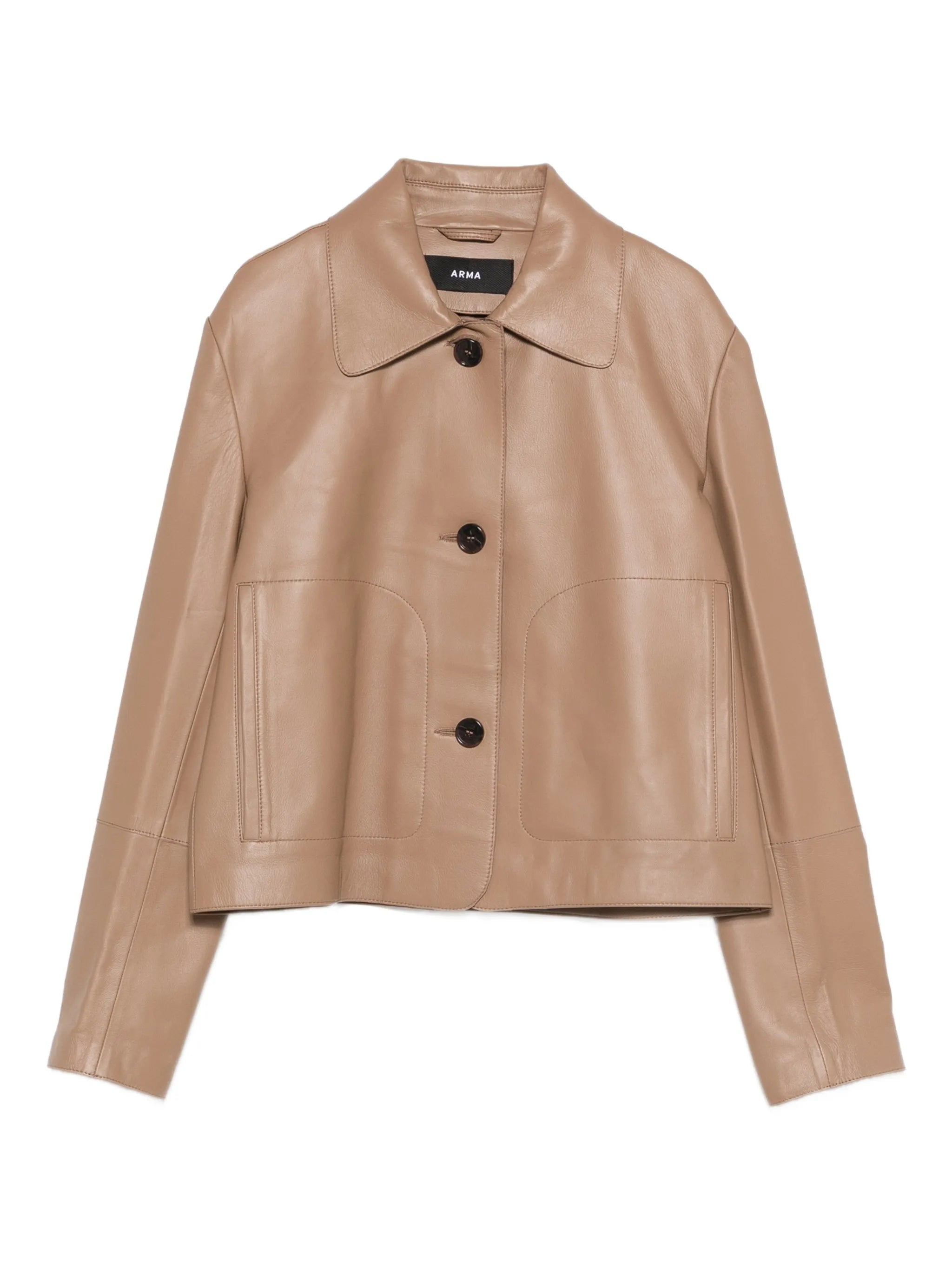 Emy collar leather jacket