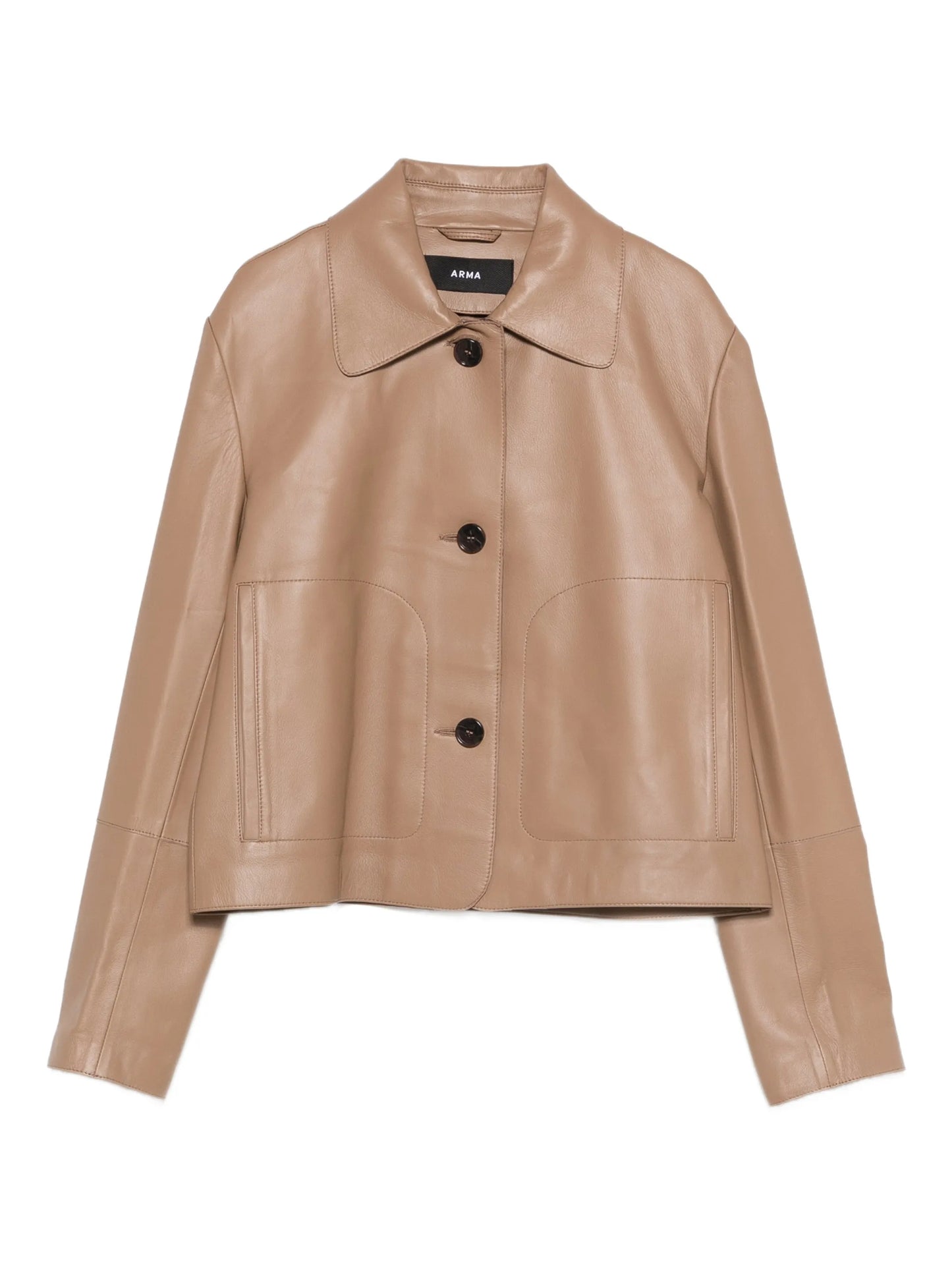Emy collar leather jacket