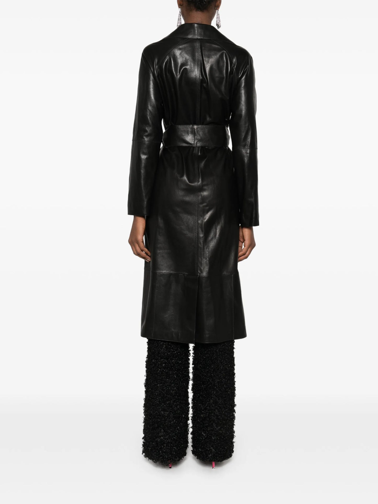 belted leather coat