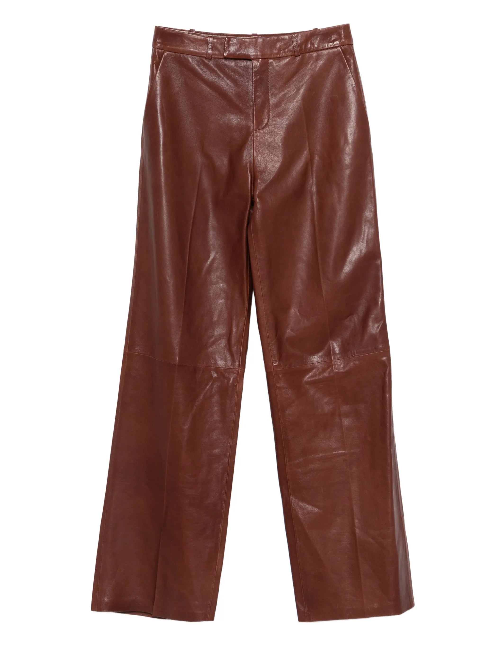 leather straight-leg trousers
