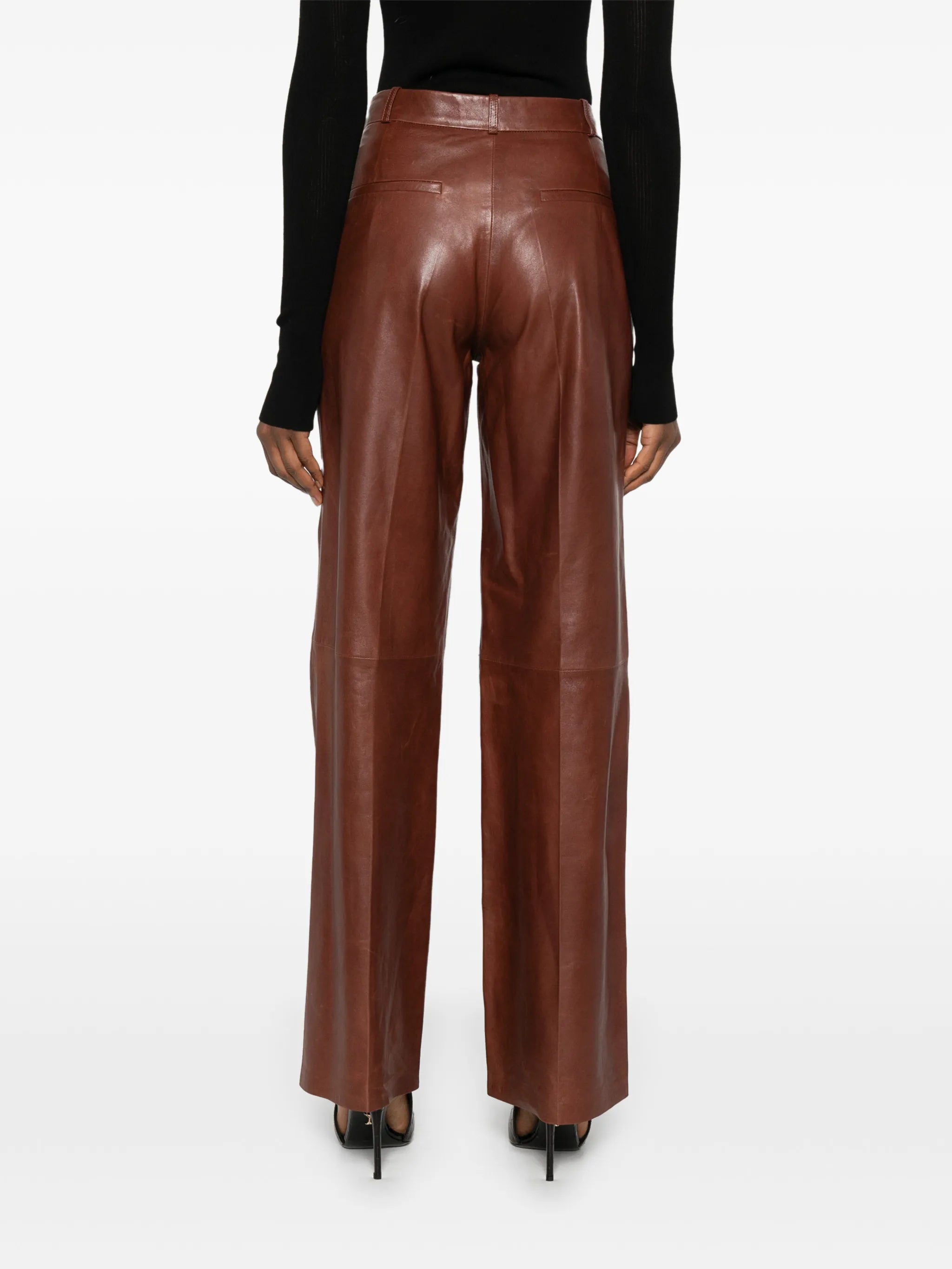 leather straight-leg trousers