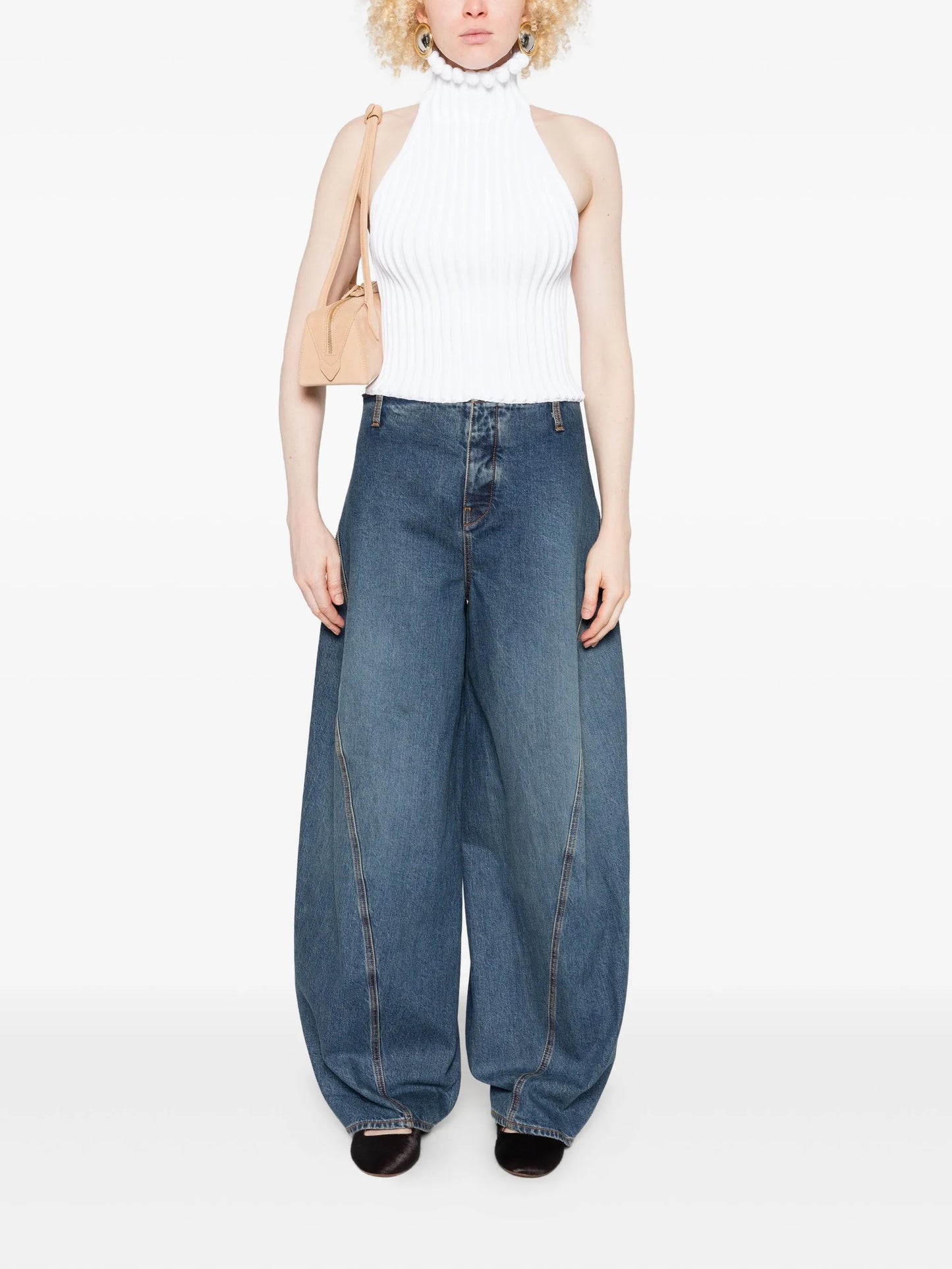 panelled denim trousers