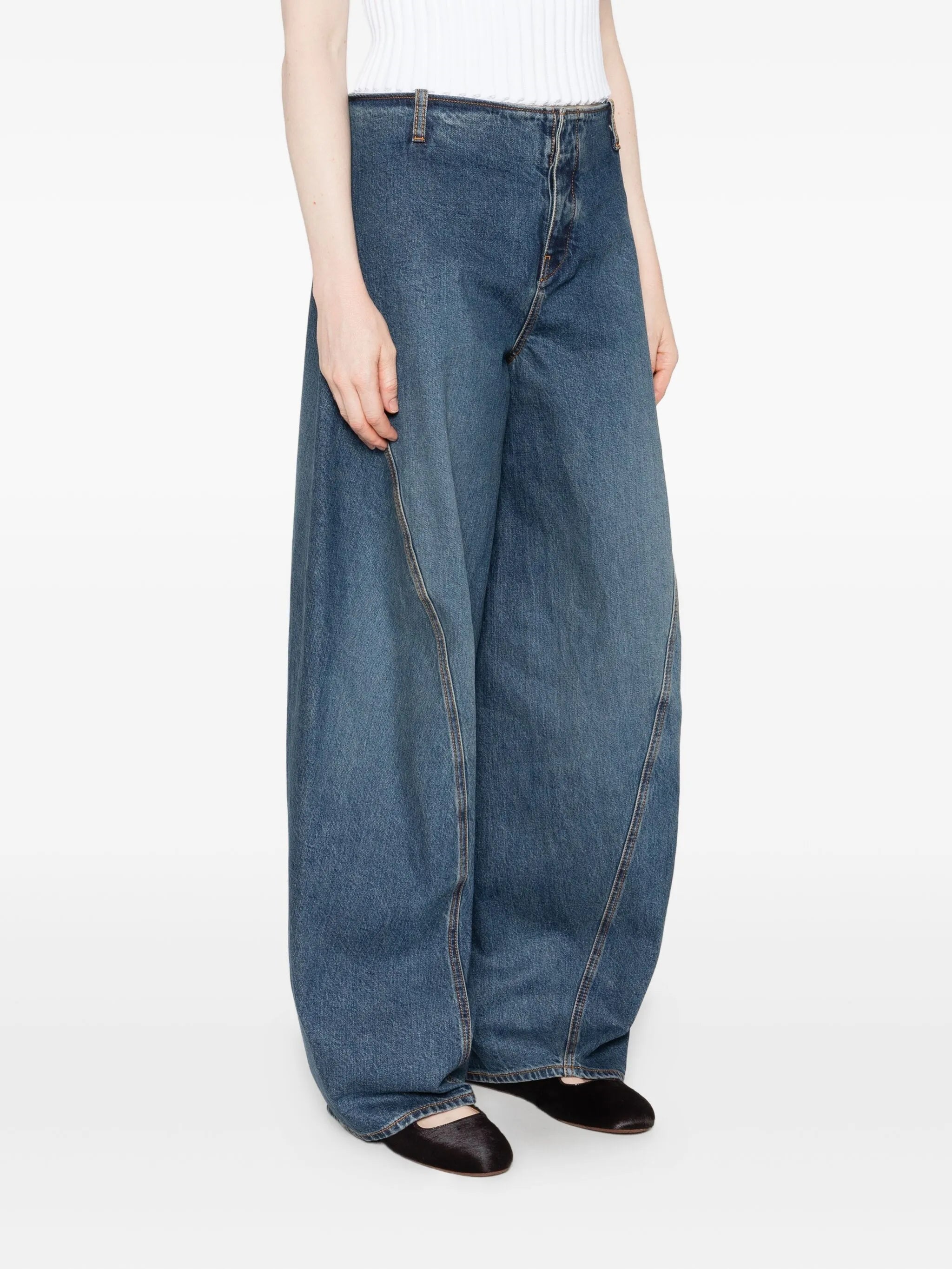 panelled denim trousers