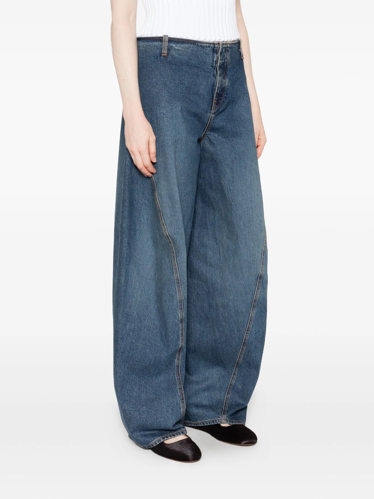 panelled denim trousers