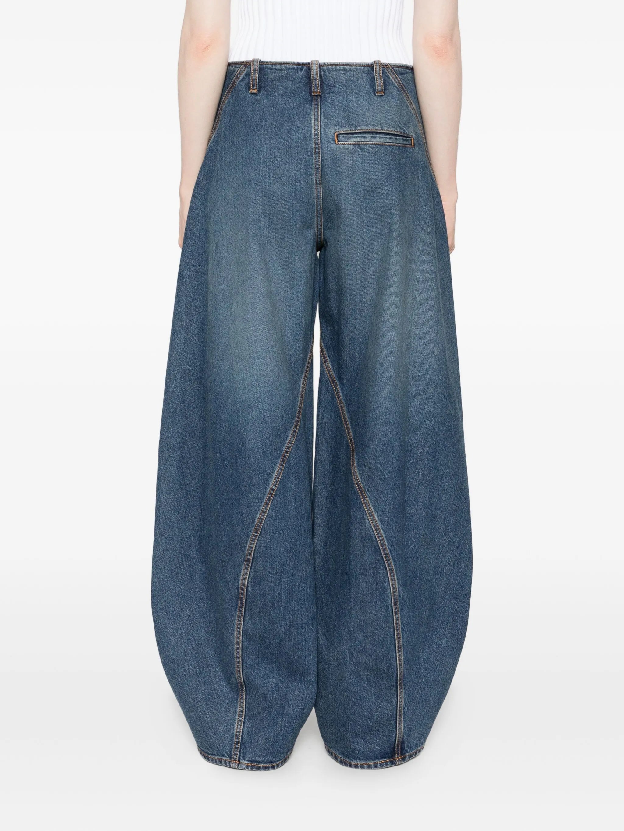 panelled denim trousers