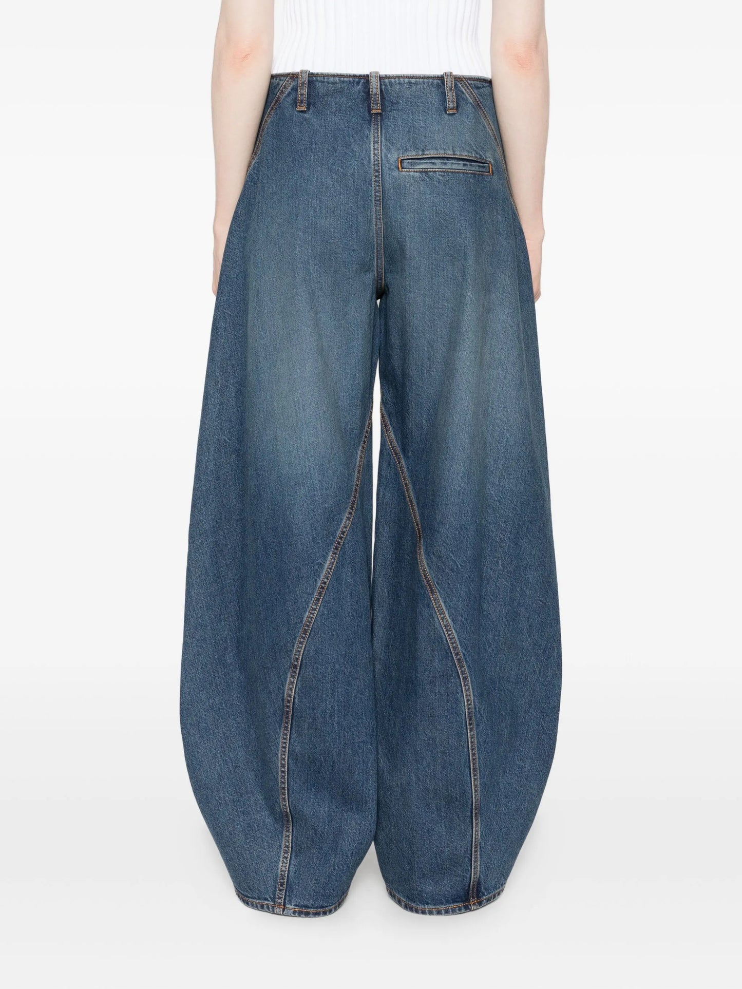 panelled denim trousers