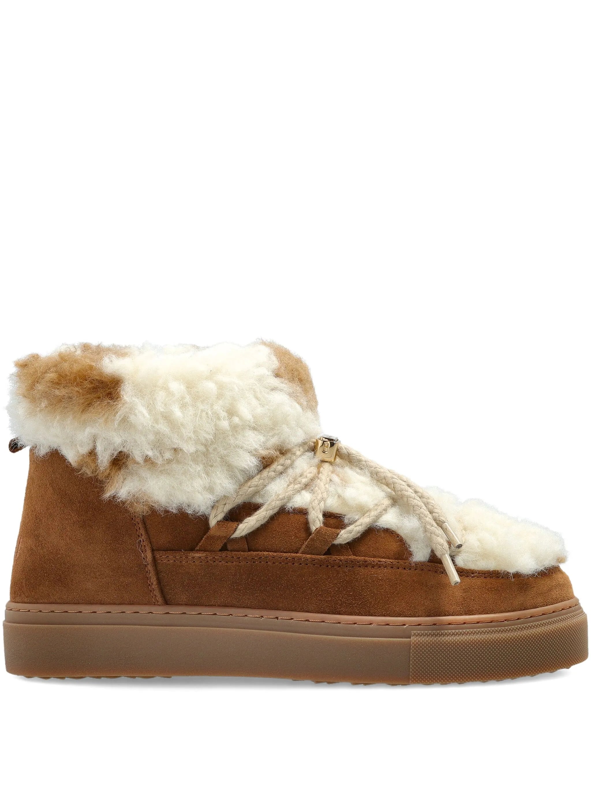 fur lace-up trainers