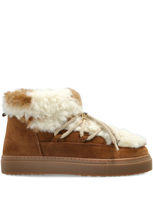 fur lace-up trainers