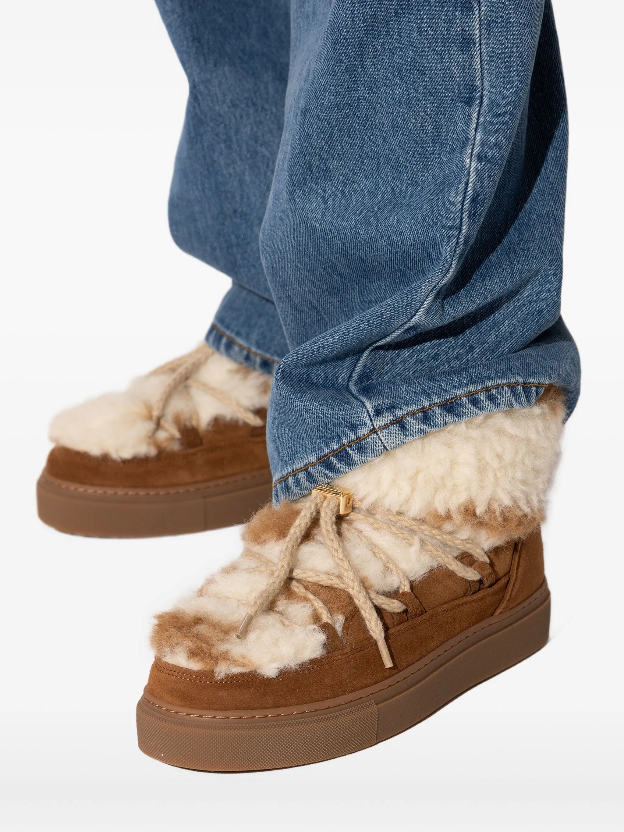 fur lace-up trainers