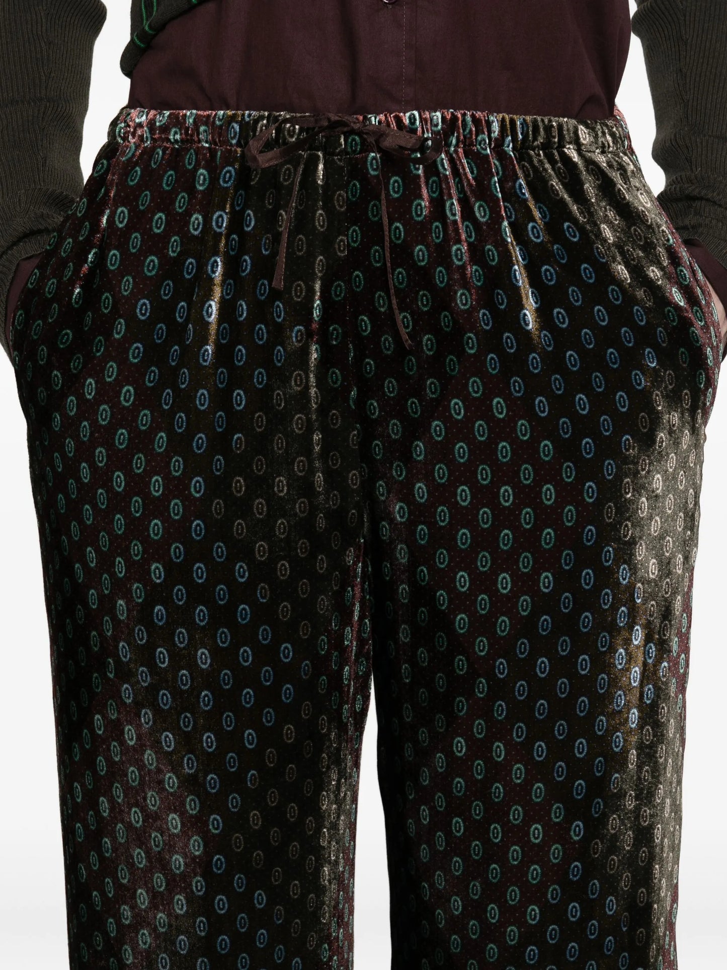 elasticated-waist velvet trousers