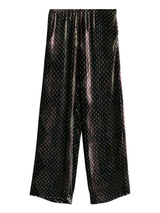 elasticated-waist velvet trousers
