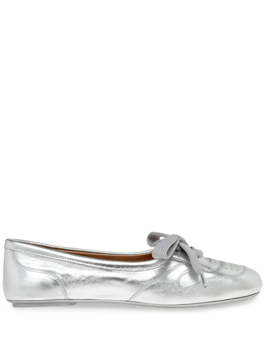 lace-up perforated ballet flats