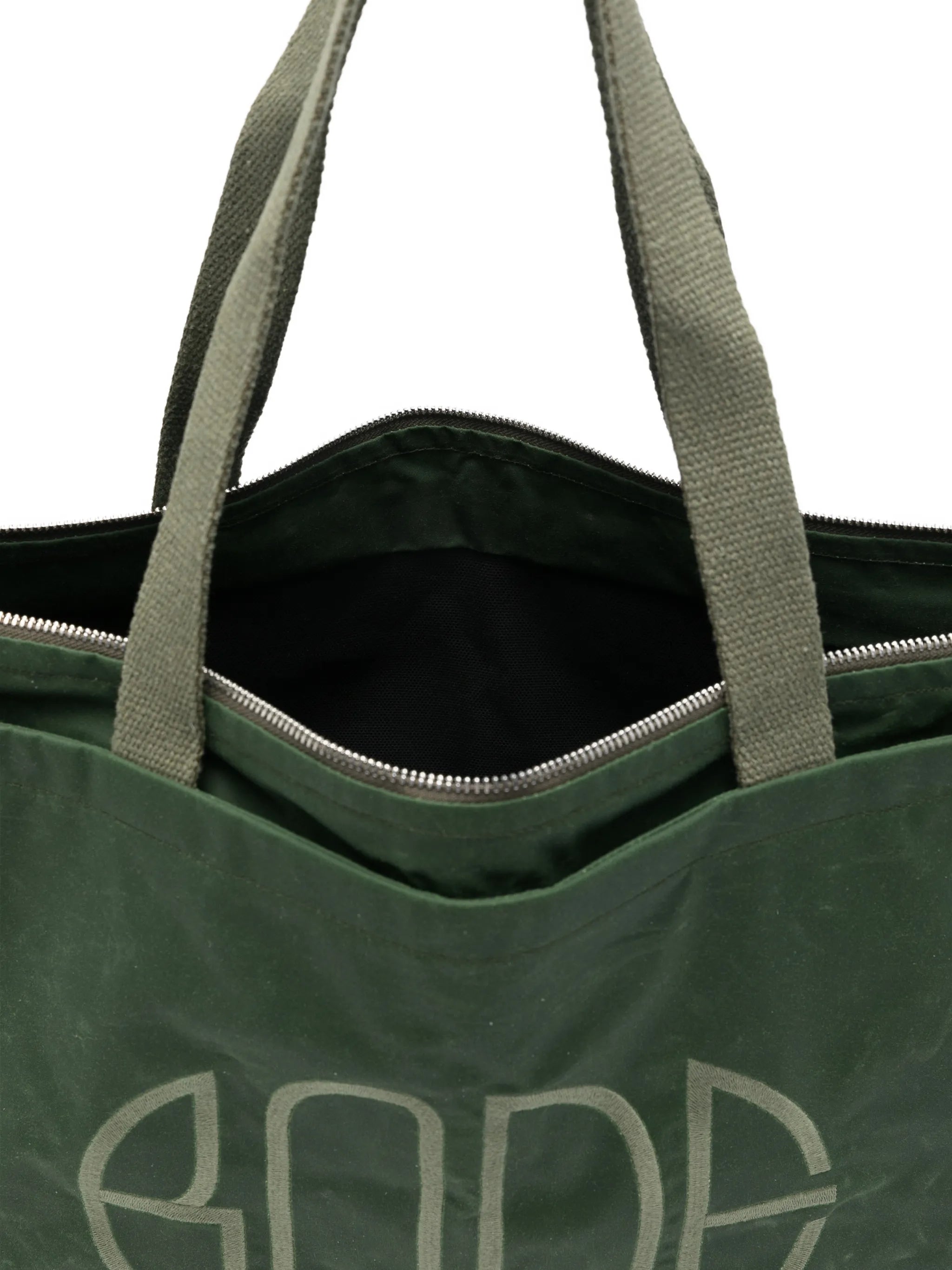 waxed cotton zip tote