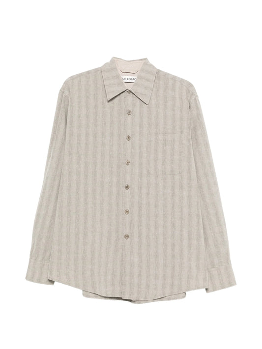 Above striped-pattern shirt