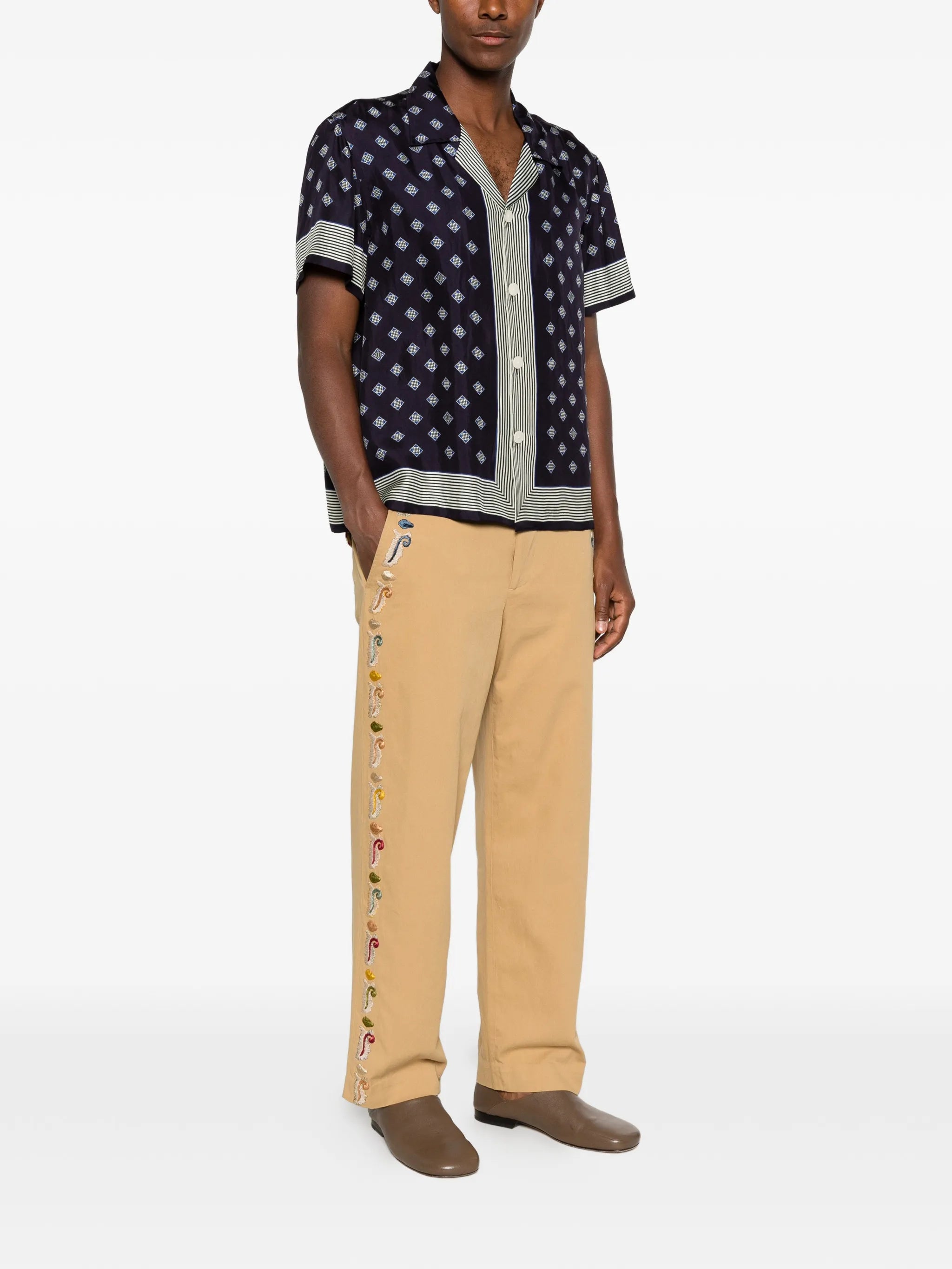 Feather Runner embroidered trousers