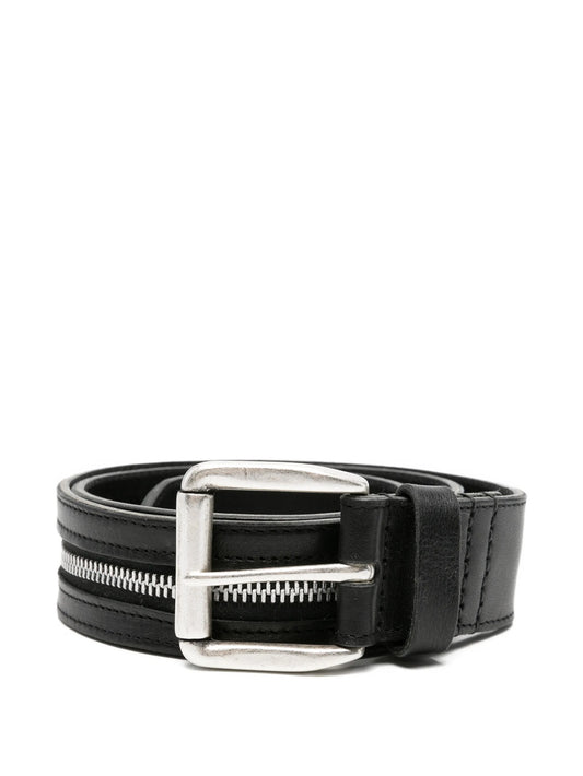 zipped leather belt
