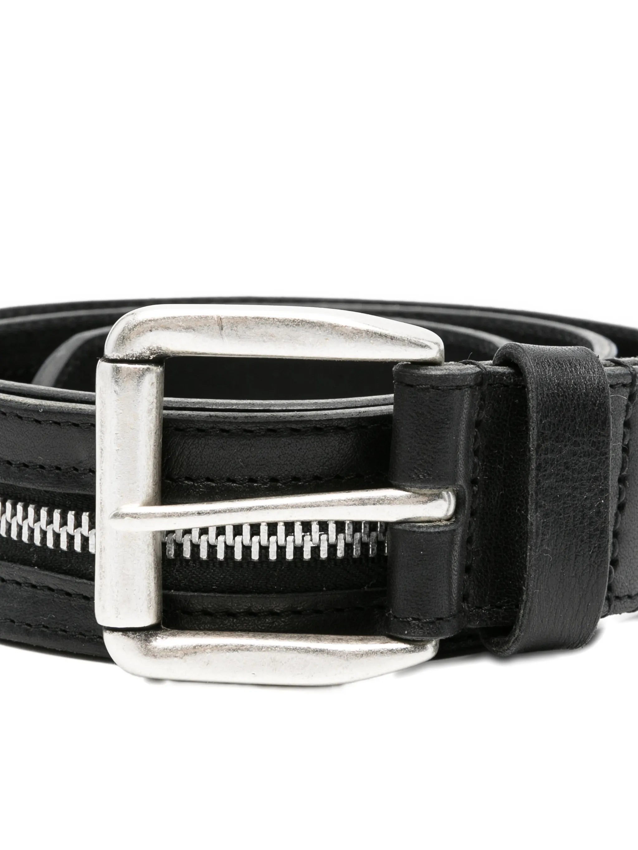 zipped leather belt