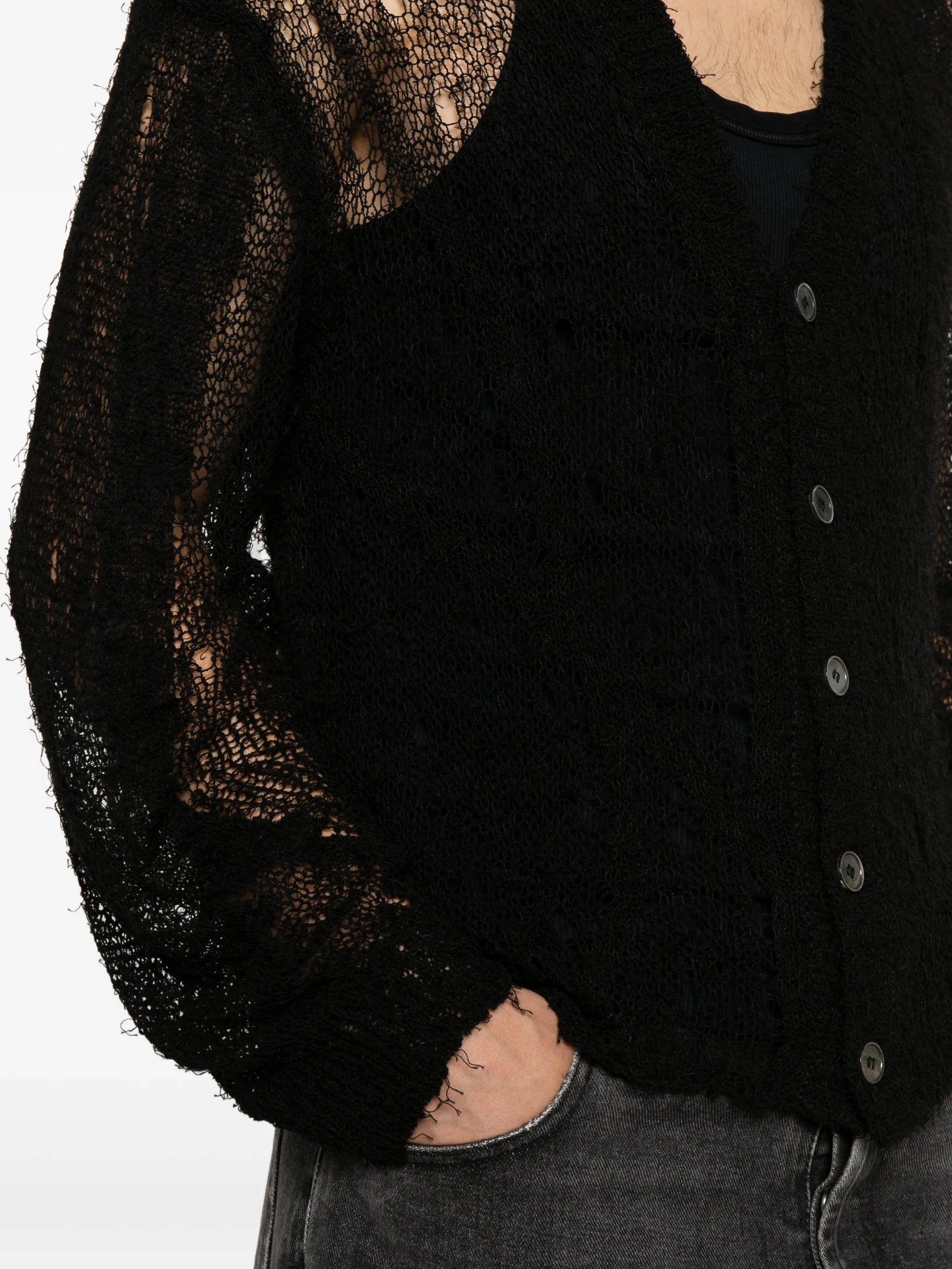 Academy ragged open-knit cardigan