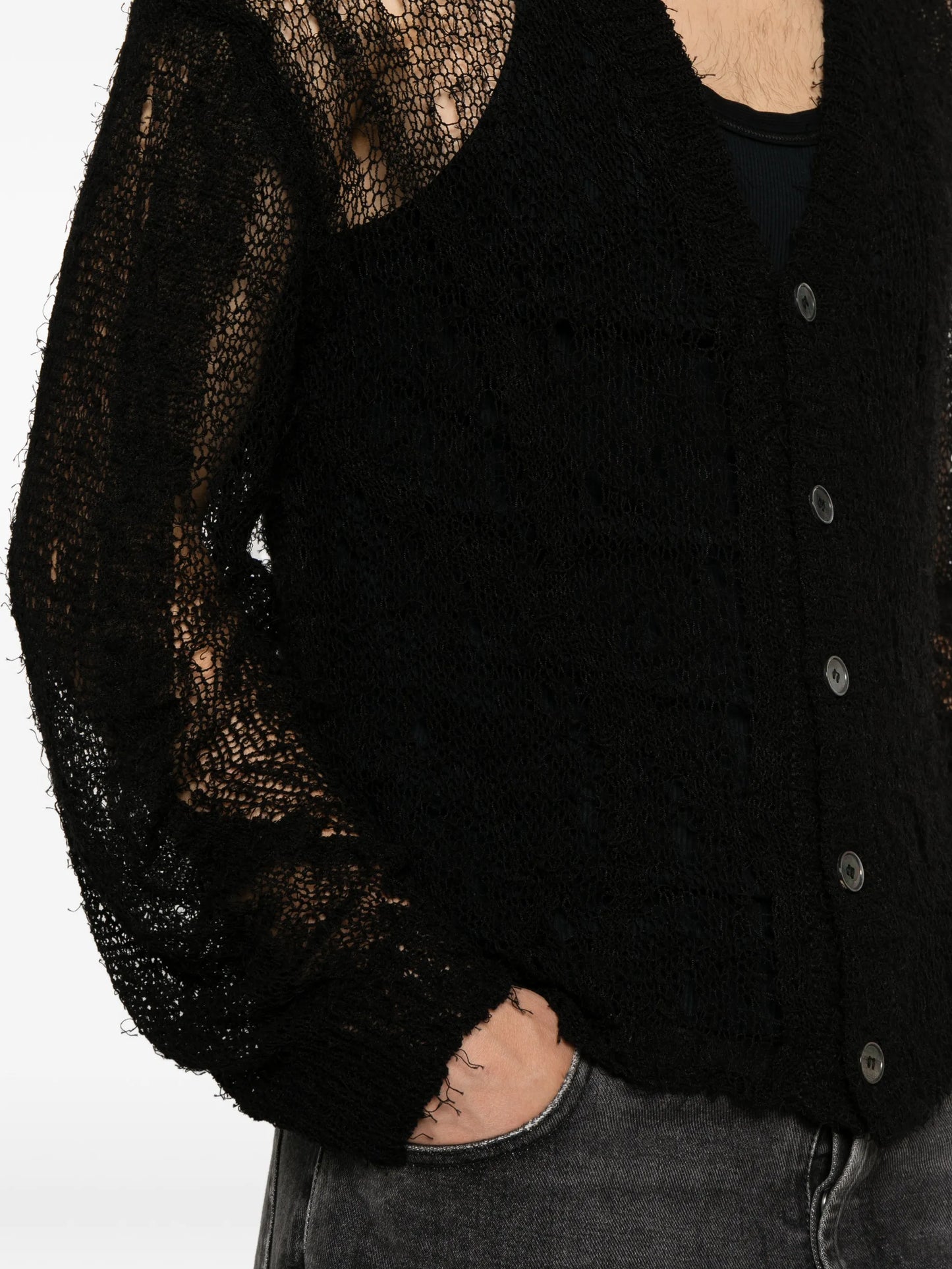 Academy ragged open-knit cardigan