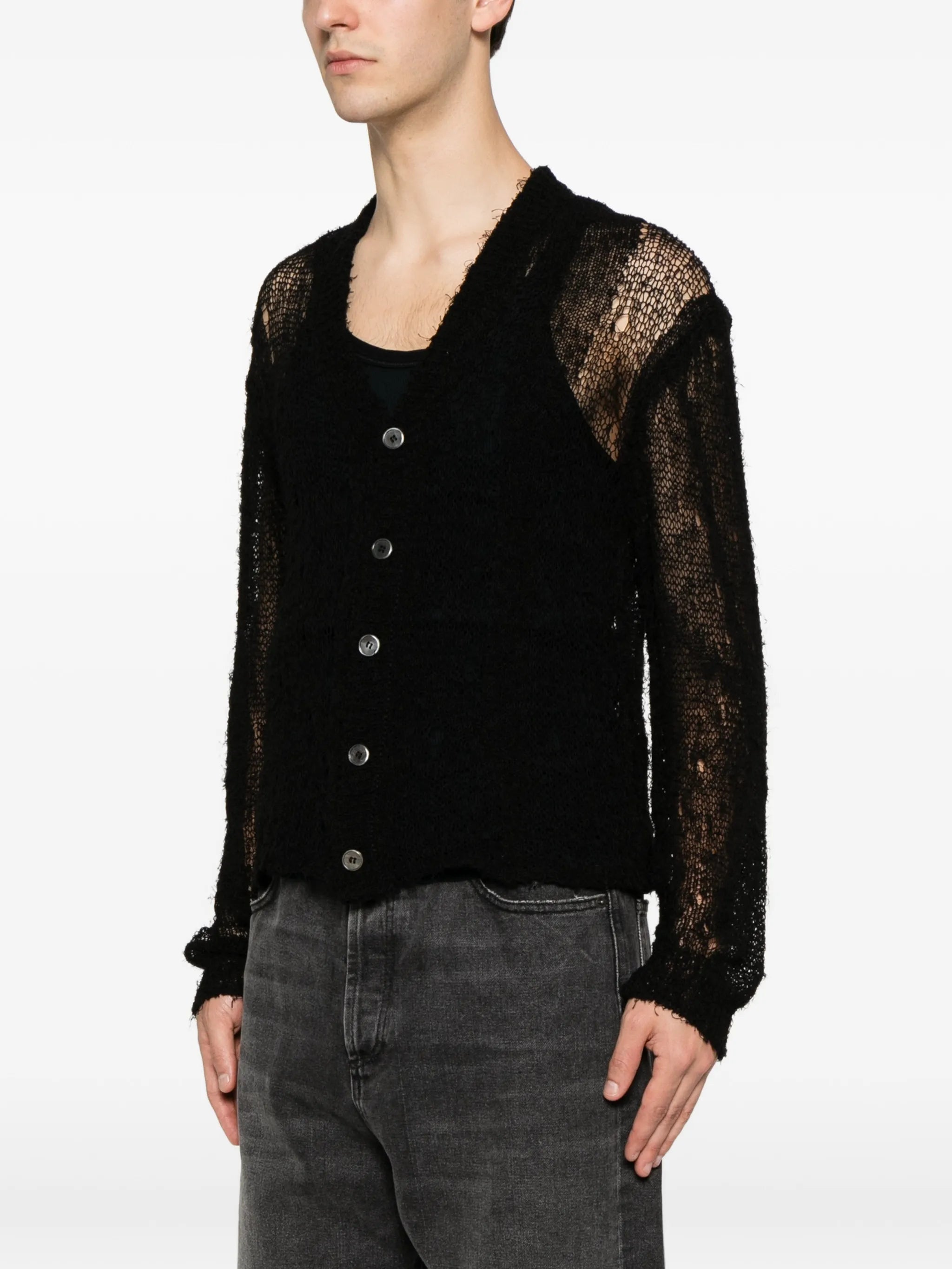 Academy ragged open-knit cardigan
