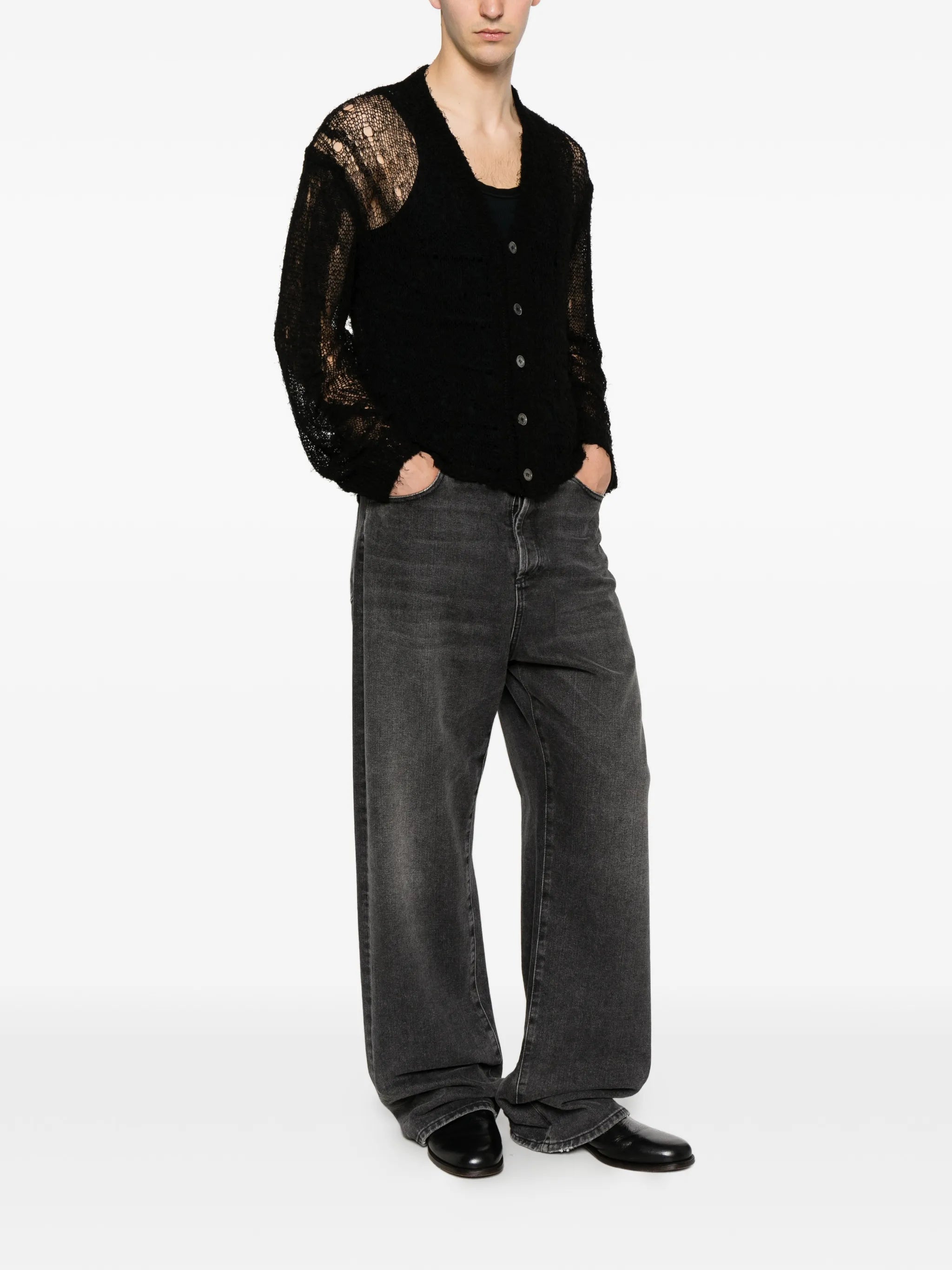 Academy ragged open-knit cardigan