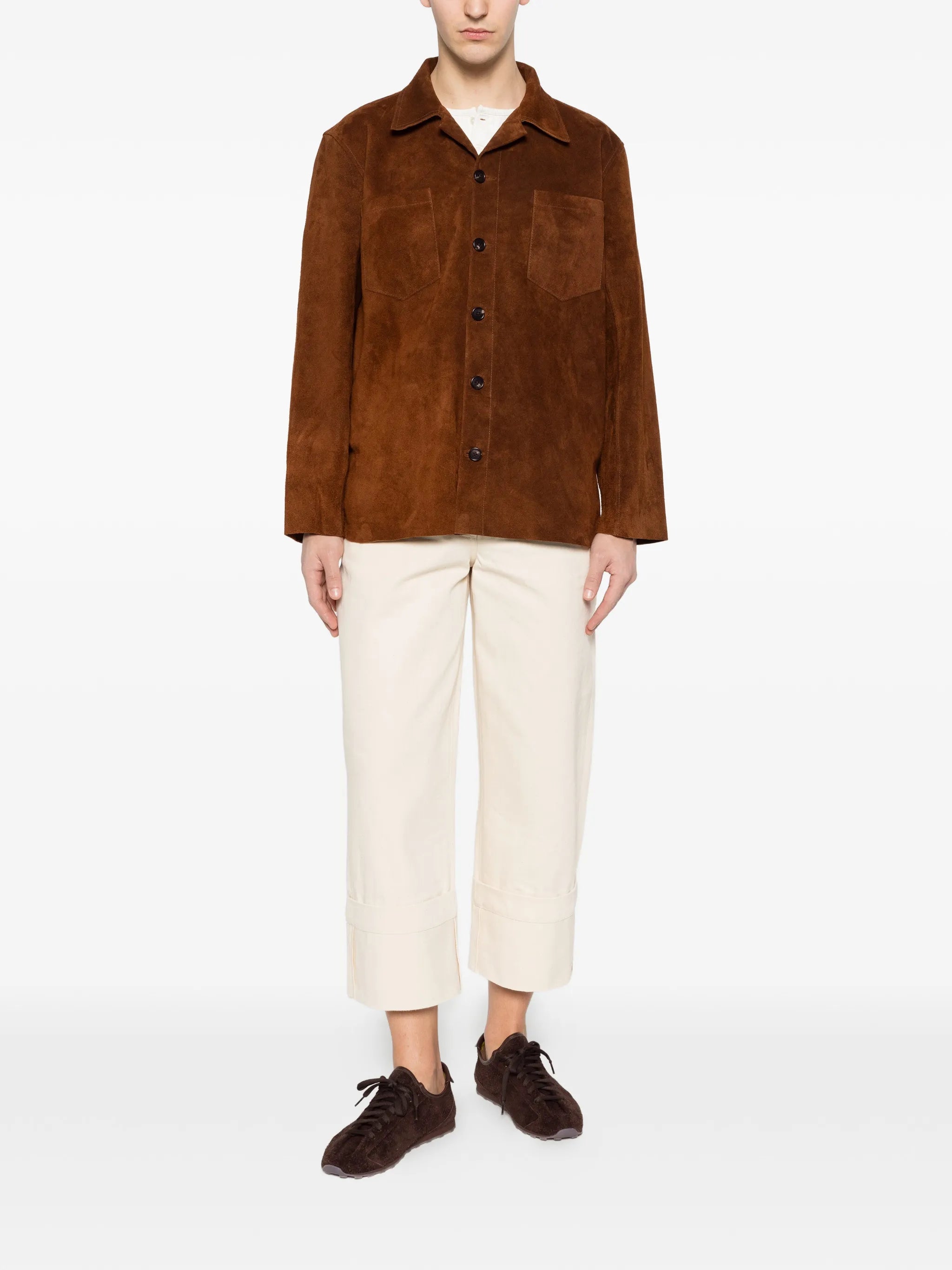 patch pocket suede overshirt