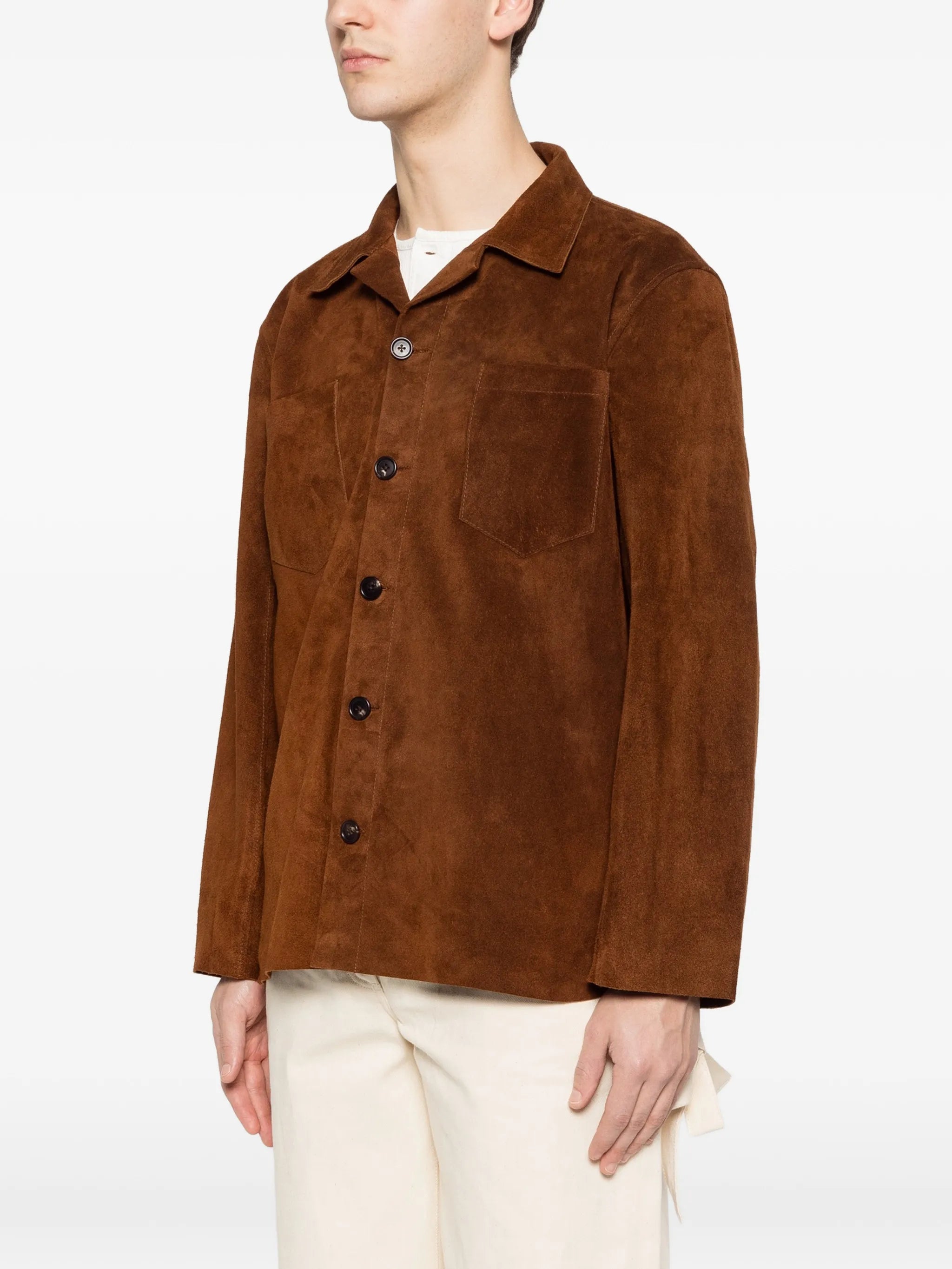 patch pocket suede overshirt