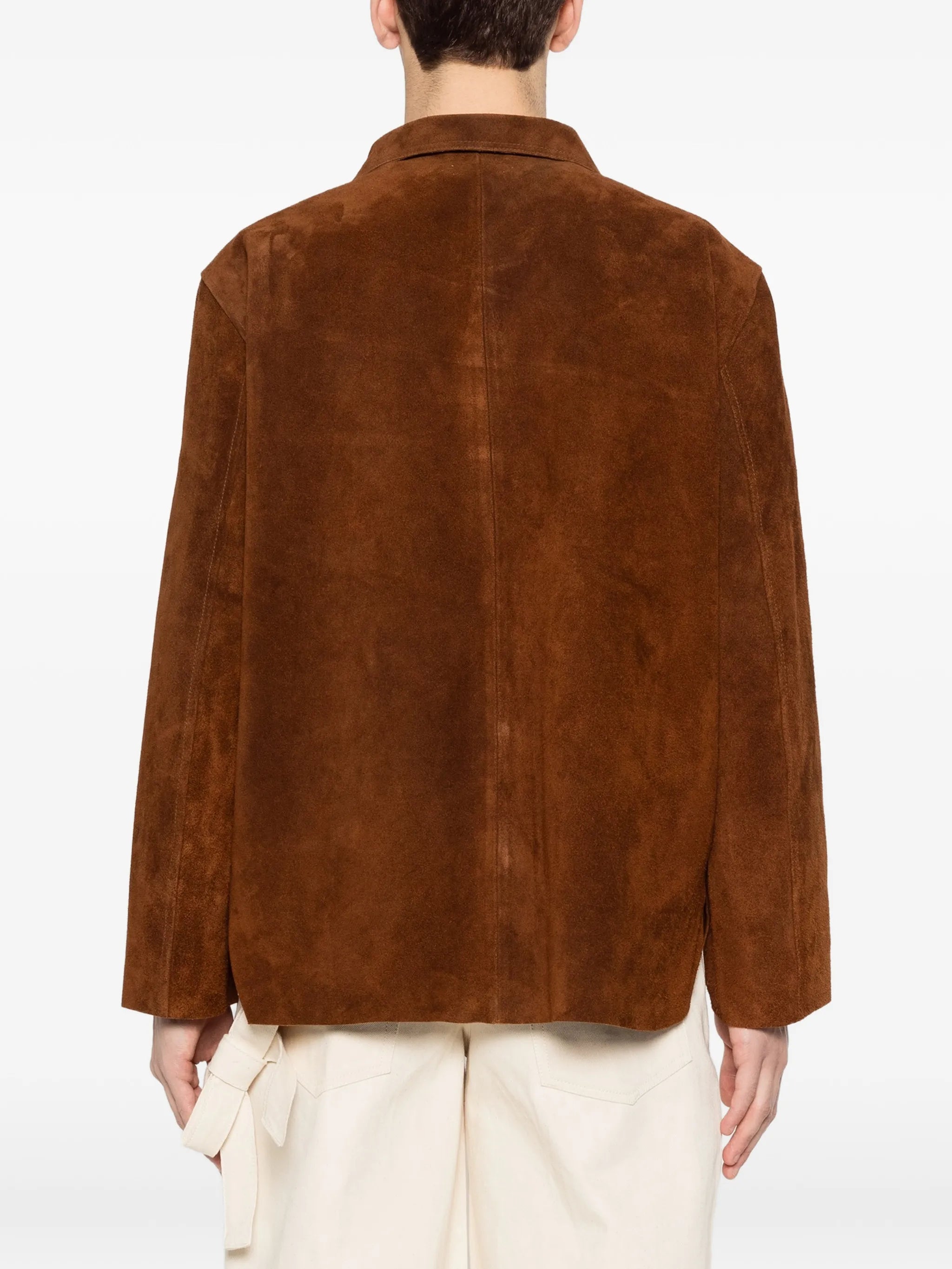 patch pocket suede overshirt