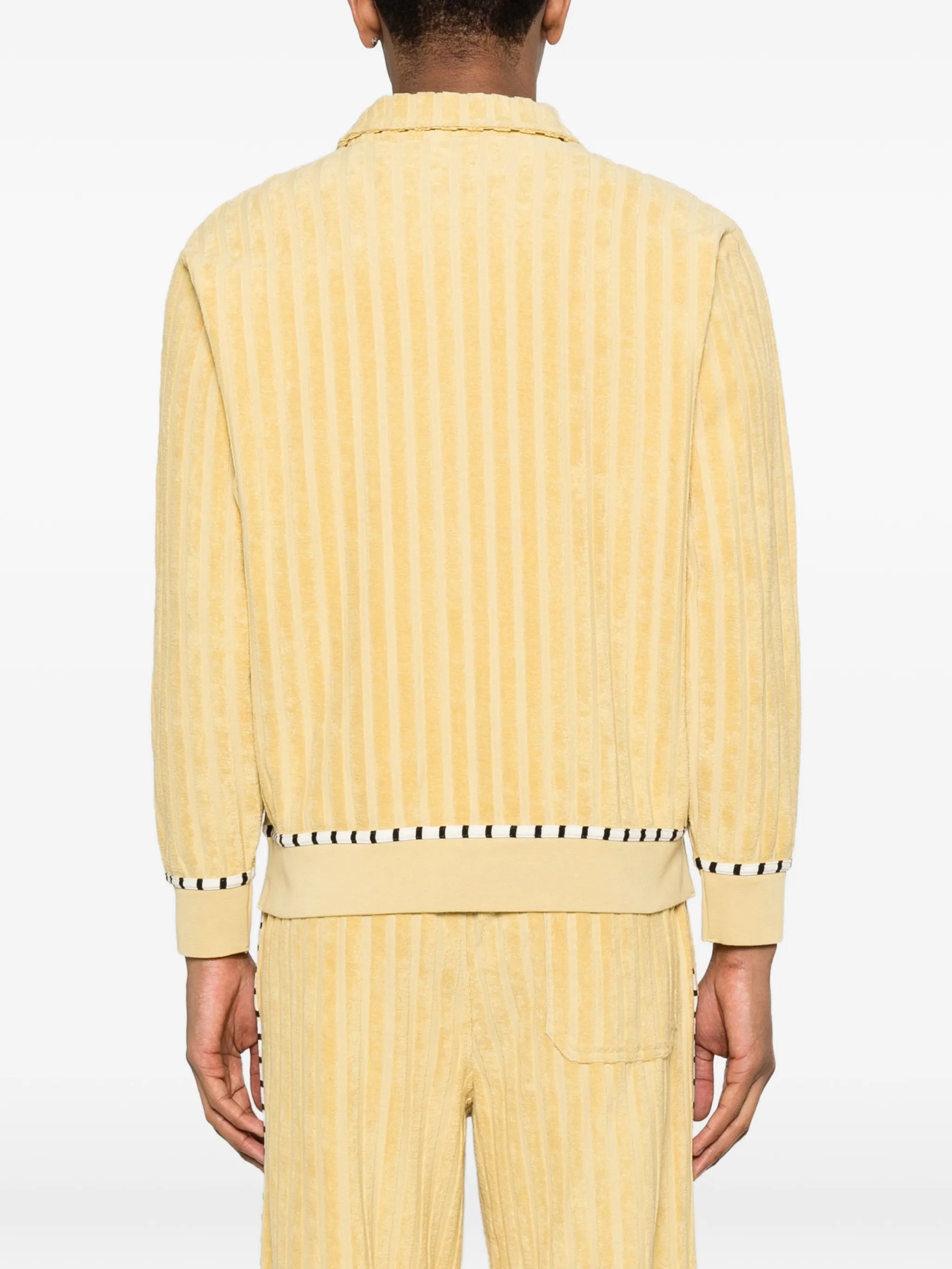 vertical stripe zip polo shirt
