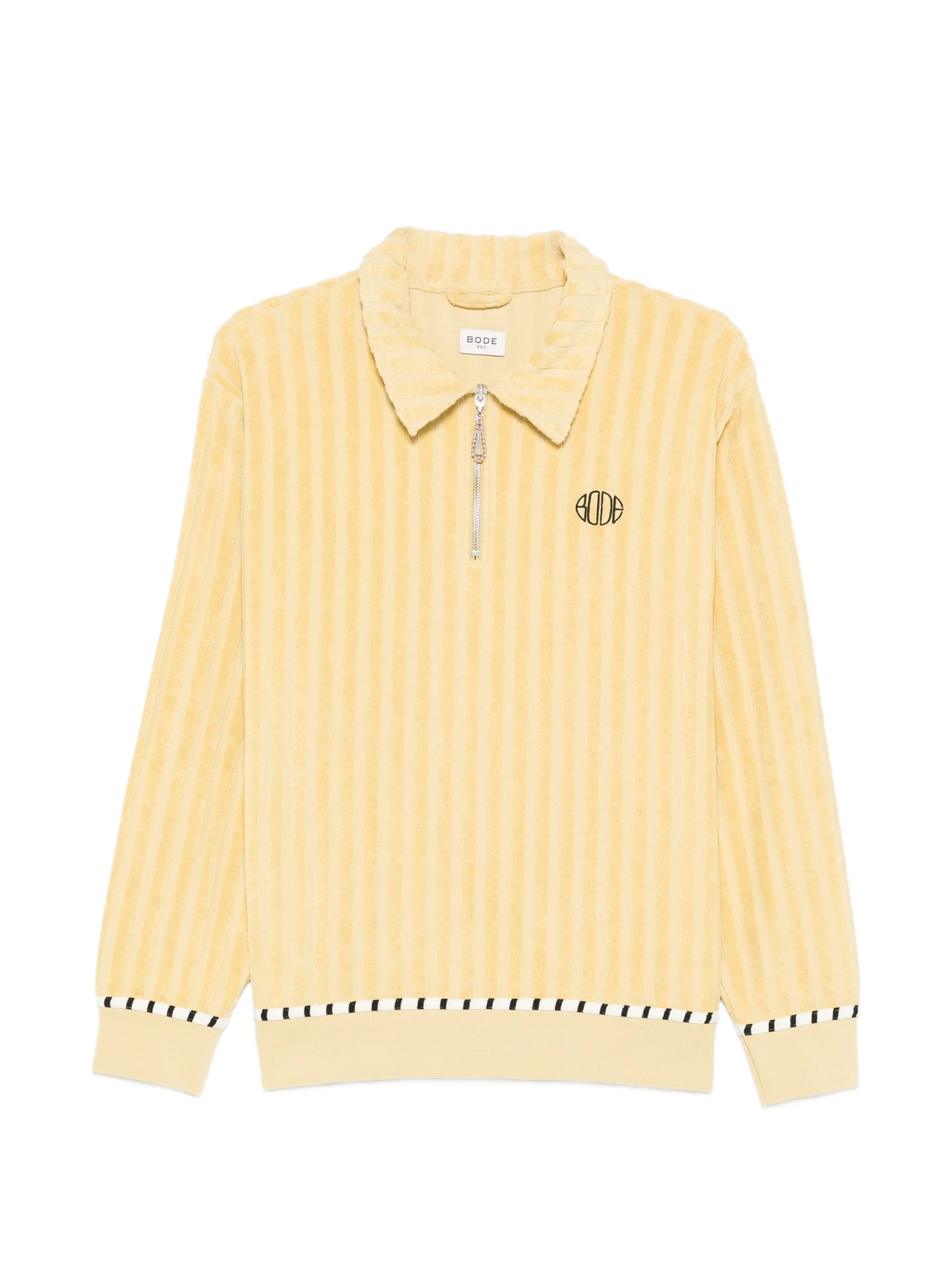 vertical stripe zip polo shirt