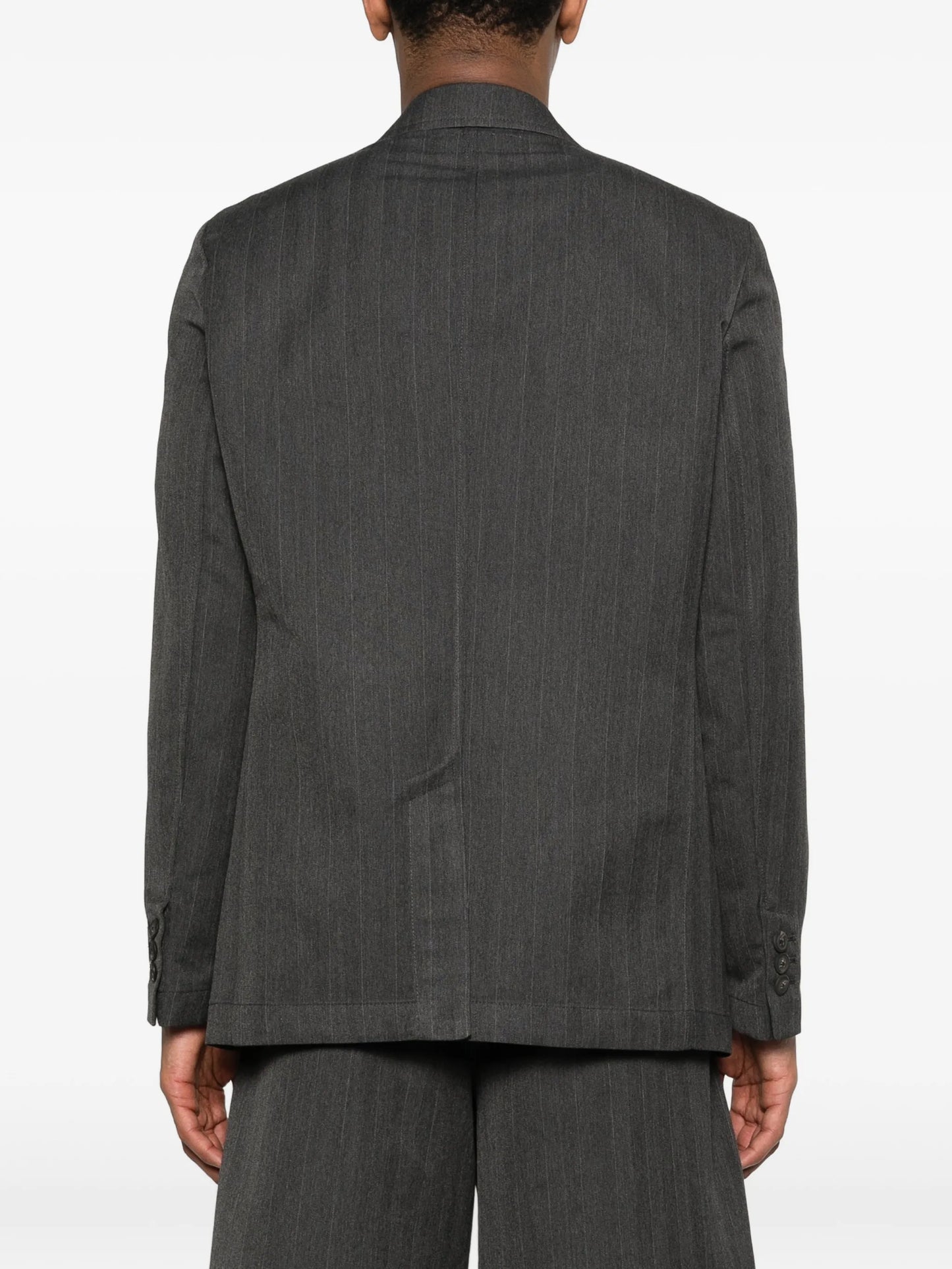 pinstriped herringbone blazer