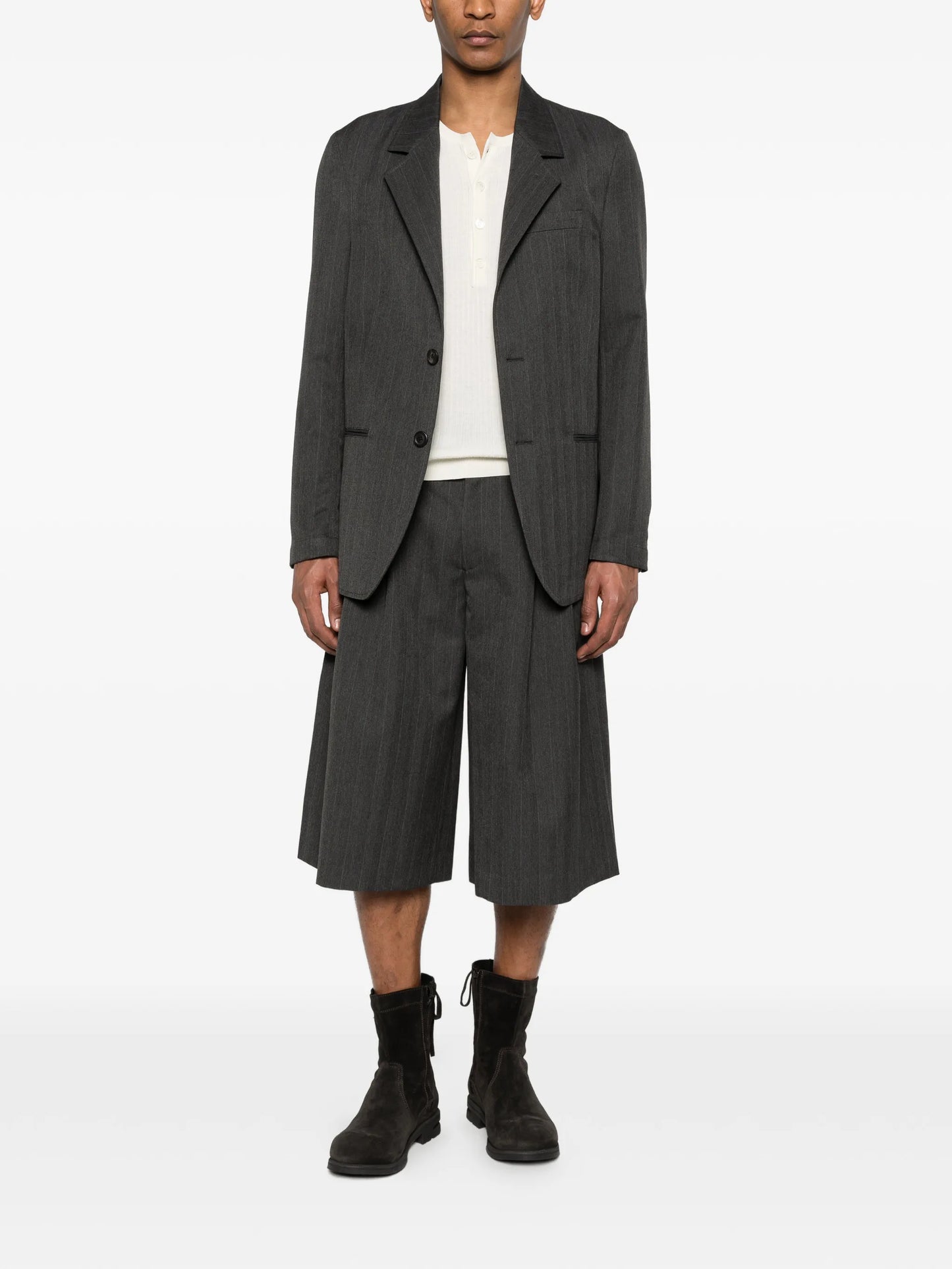 pinstriped herringbone blazer