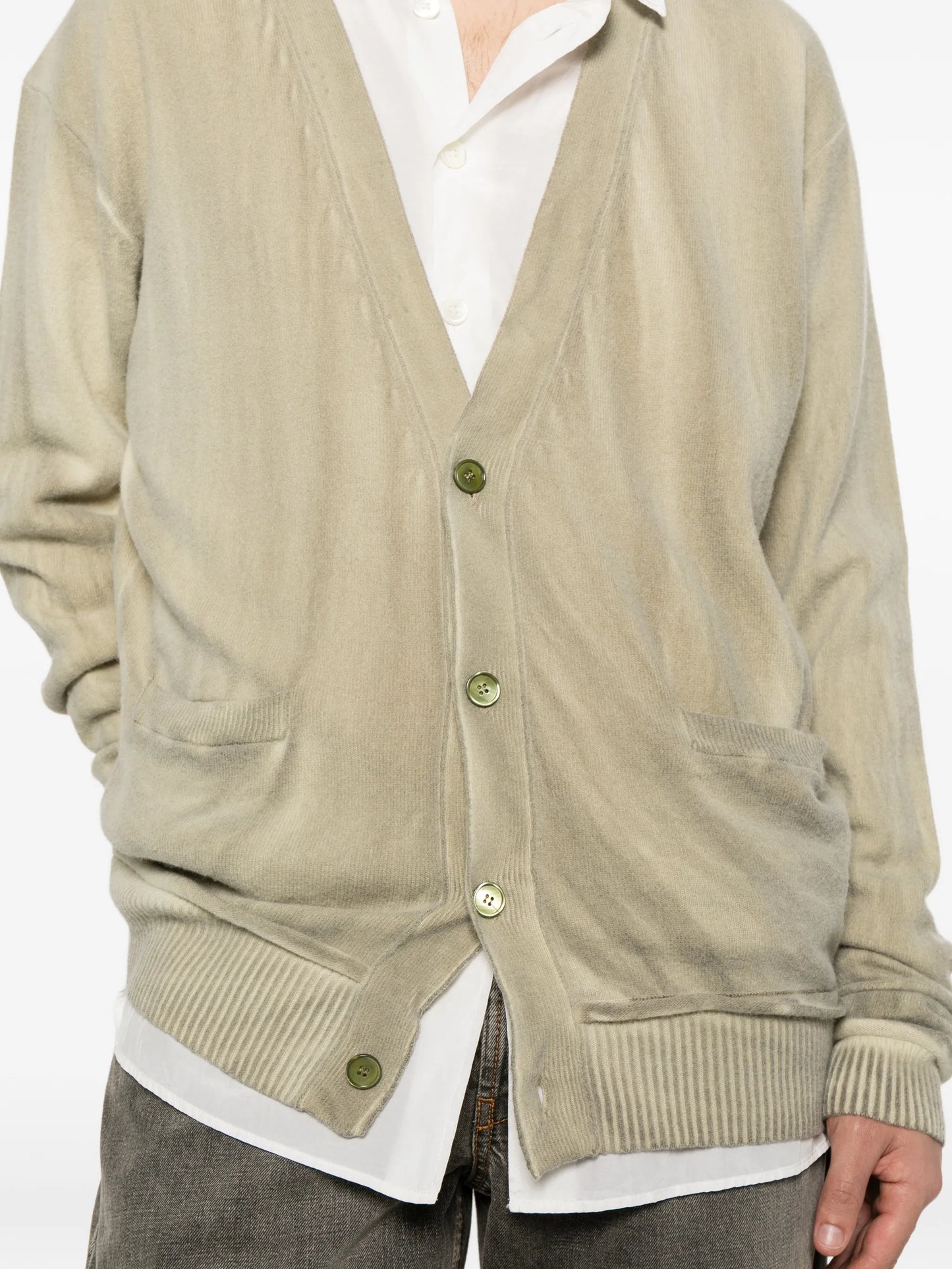 spray-dyed wool cardigan