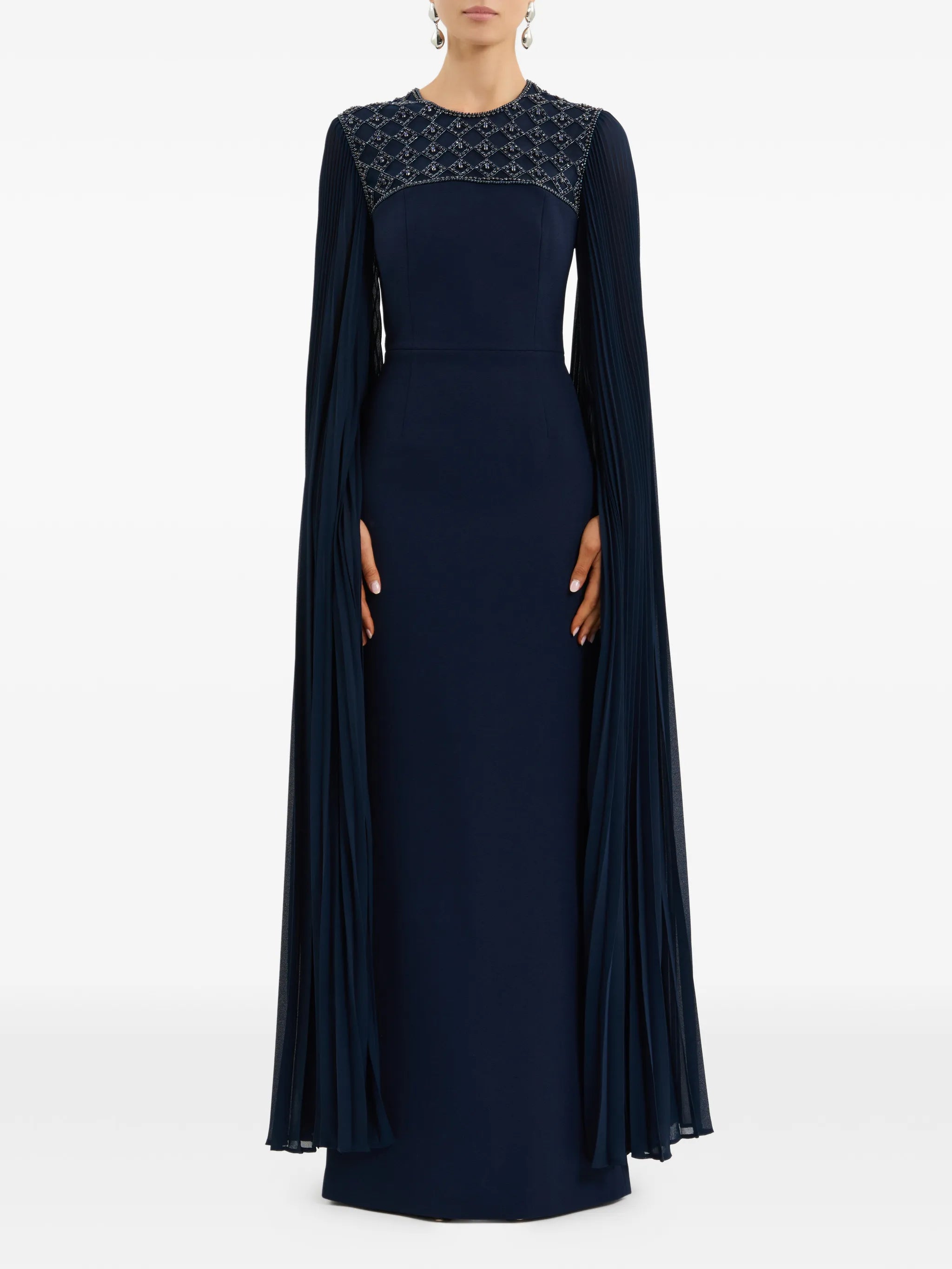 Memphis embellished pleated gown