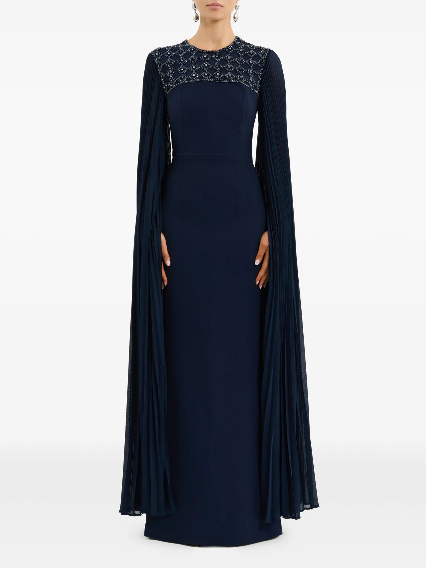Memphis embellished pleated gown