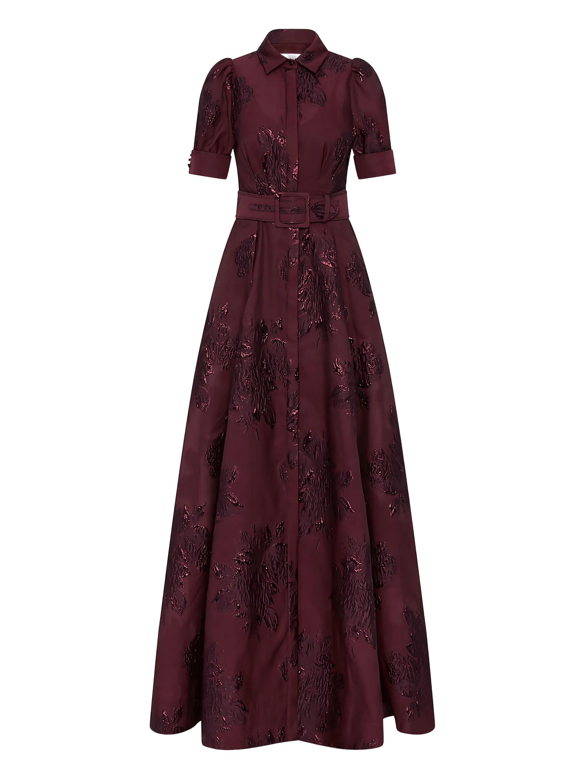 Arlette belted floral short-sleeve maxi dress