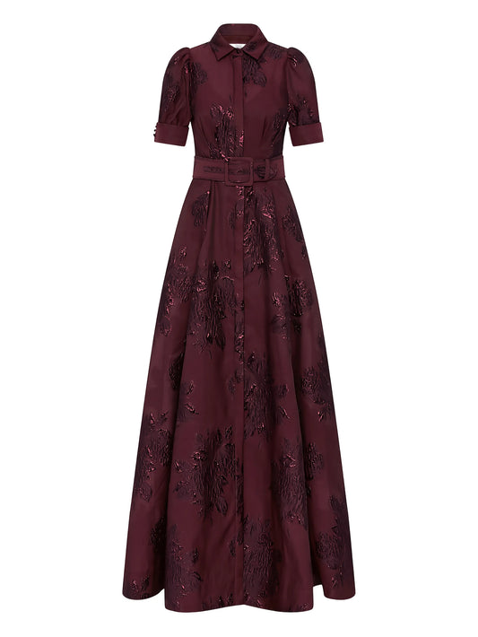 Arlette belted floral short-sleeve maxi dress