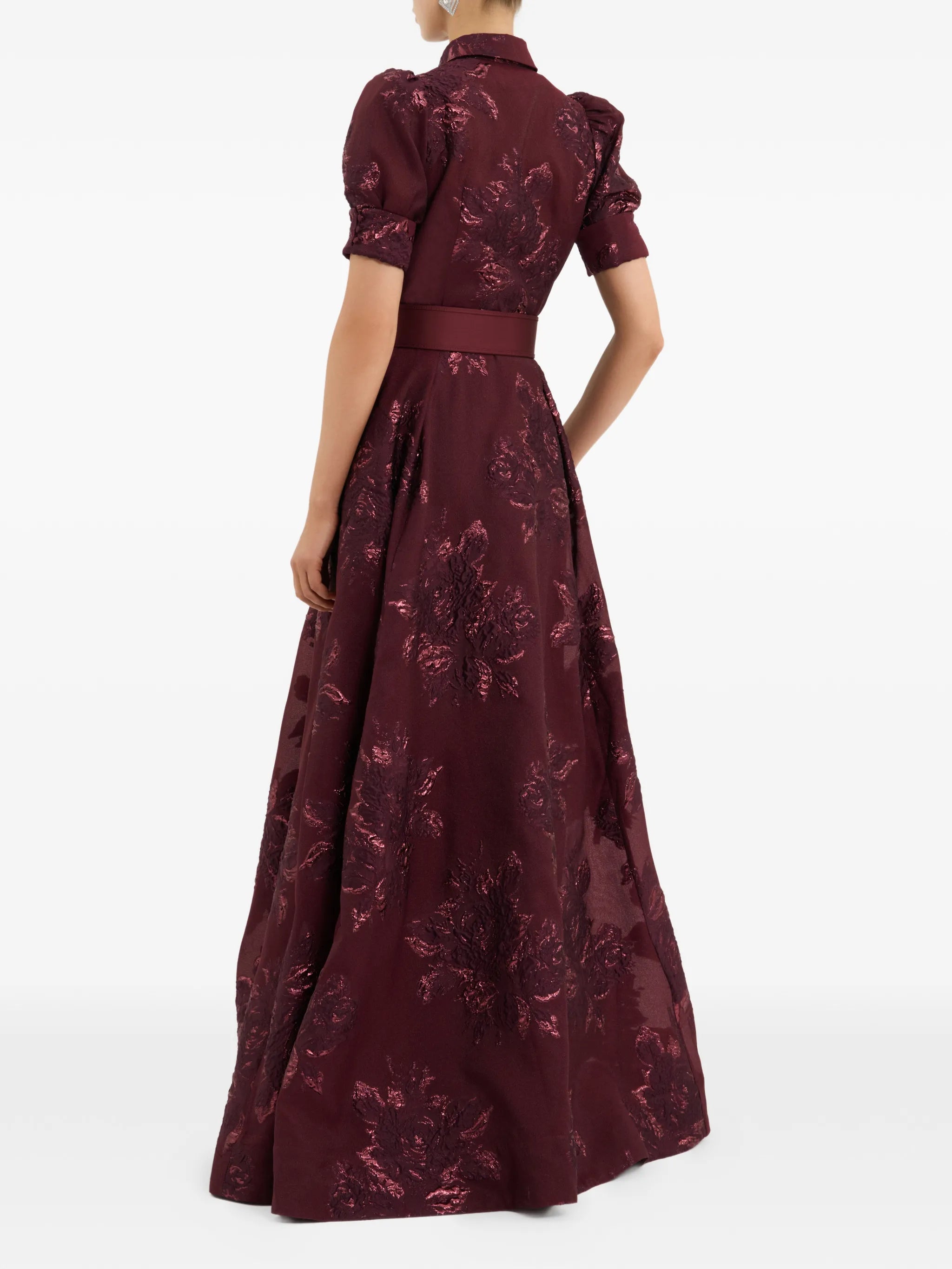 Arlette belted floral short-sleeve maxi dress