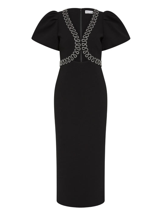 Nyx puff-sleeve midi dress
