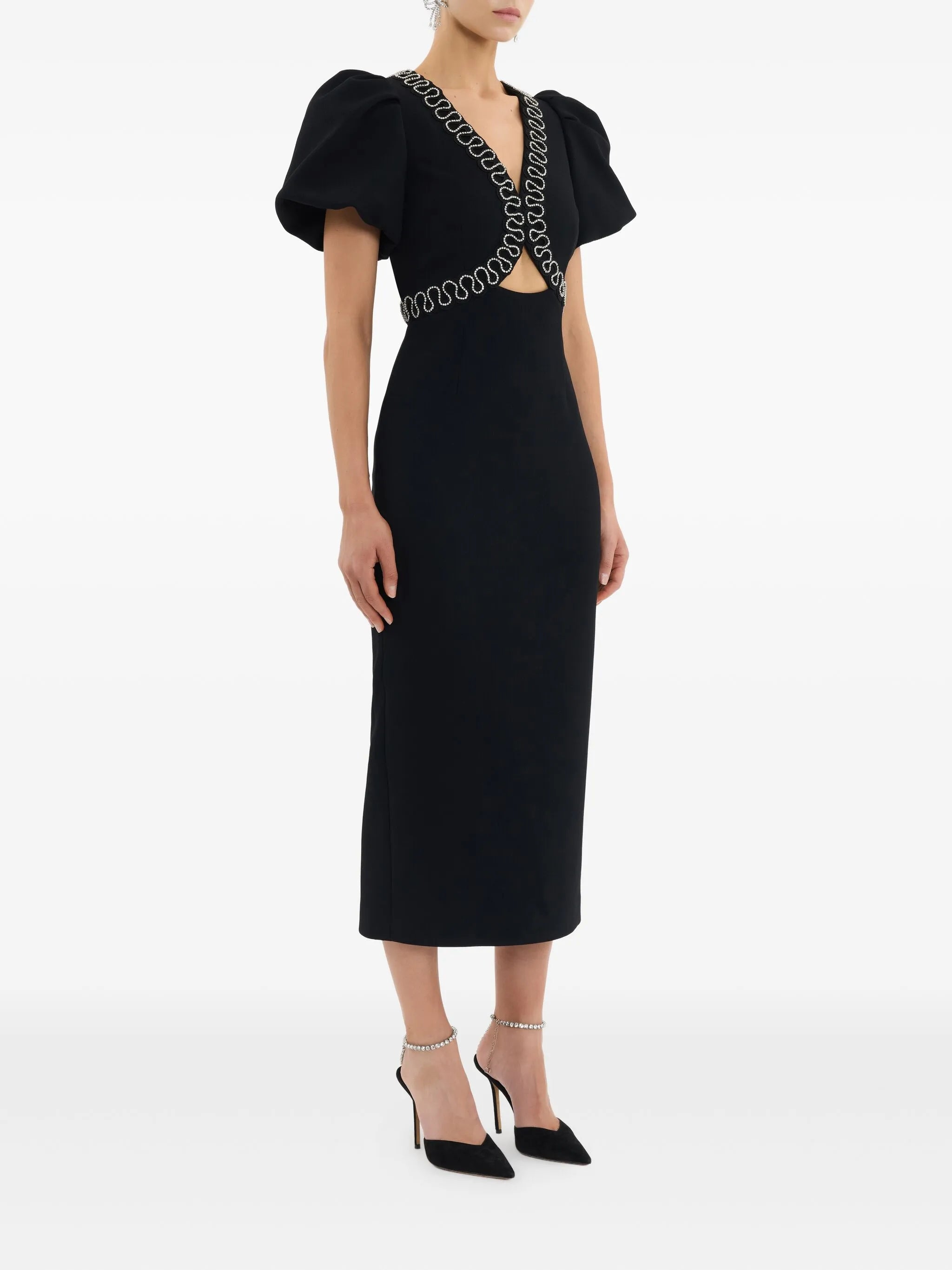 Nyx puff-sleeve midi dress