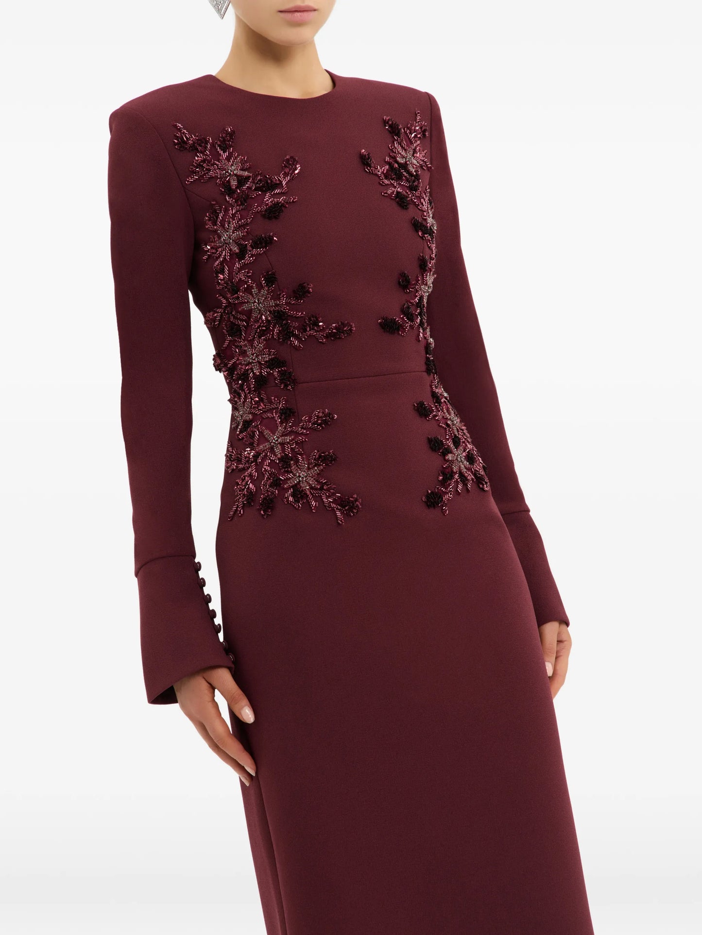 Lulee embellished long-sleeve maxi dress