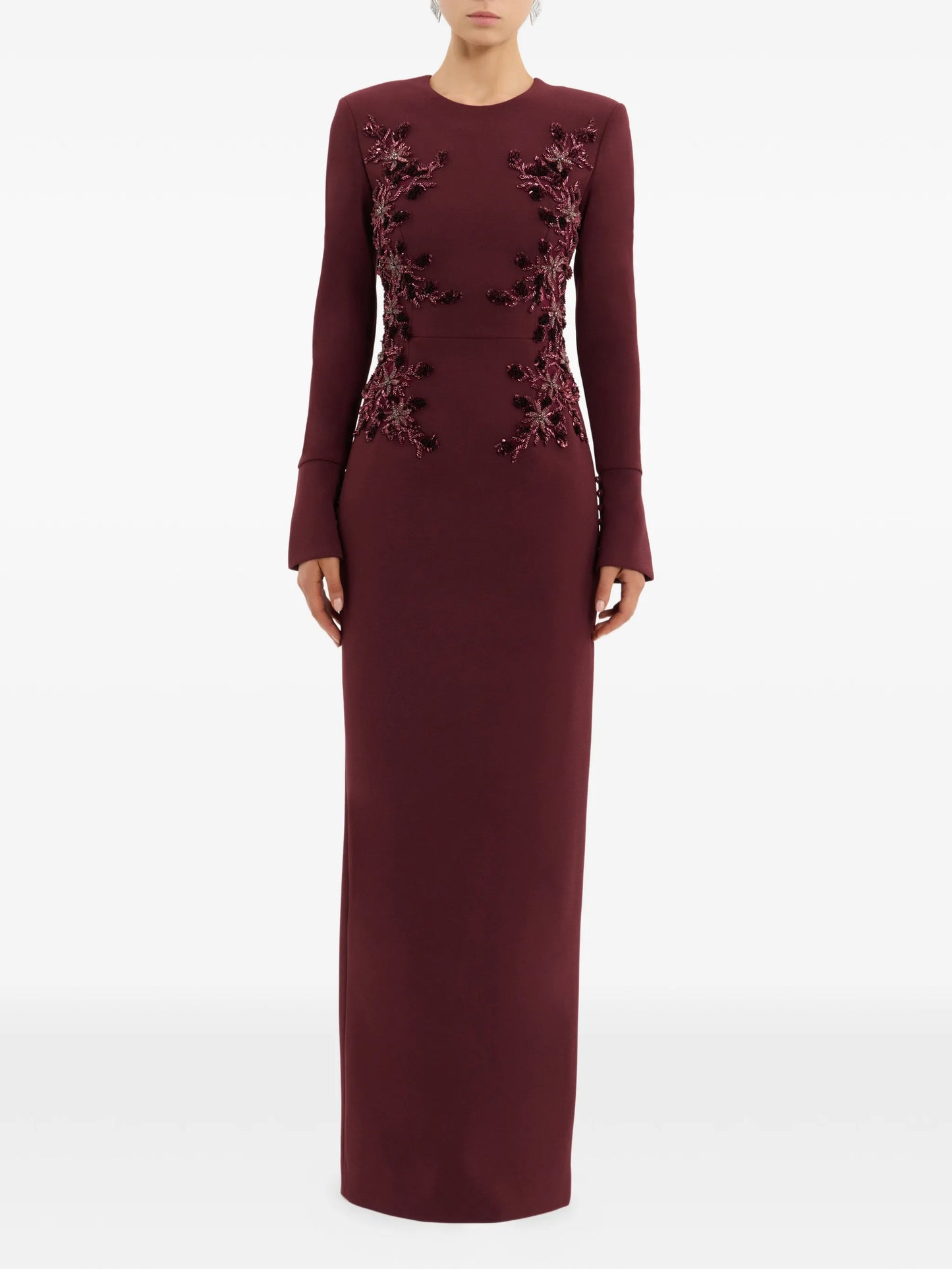Lulee embellished long-sleeve maxi dress