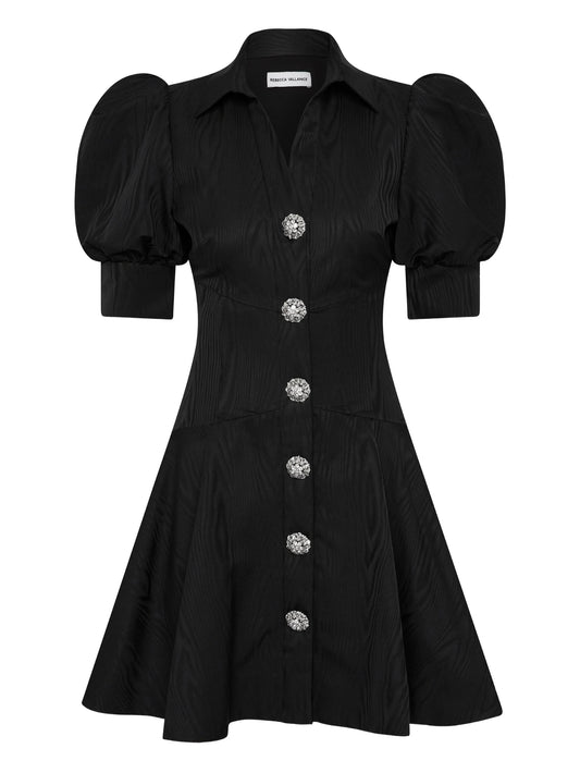 Narcissa button puff-sleeve mini dress